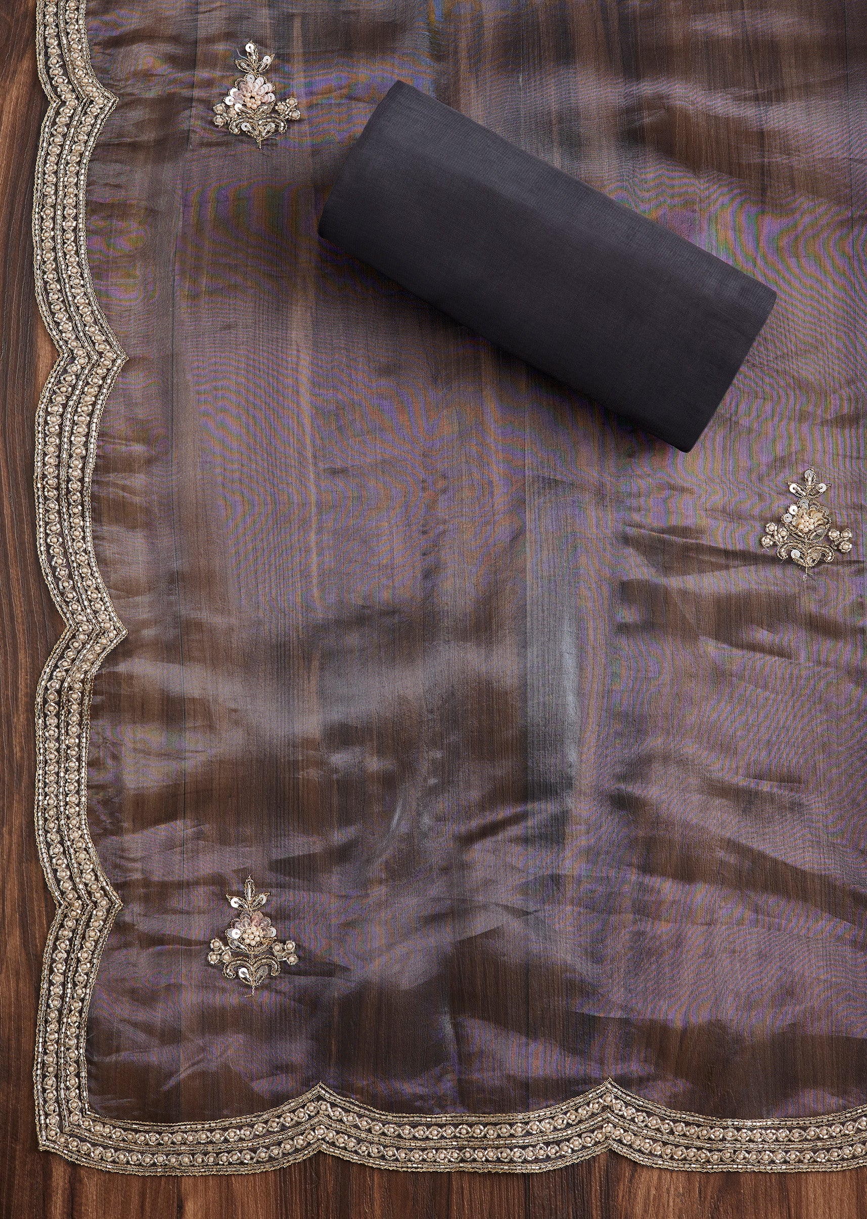 Contemporary Grey Organza Suit Set - Image 4