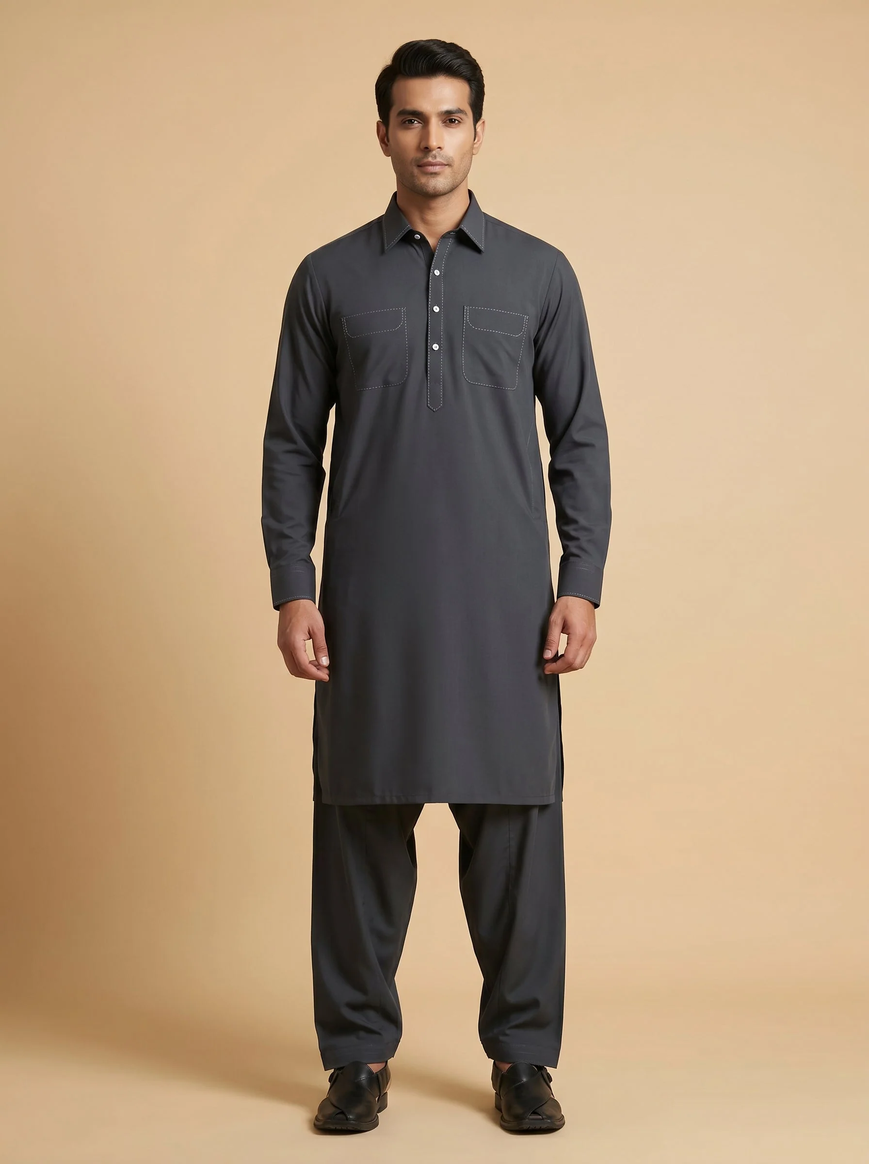Cool Grey Straight Kurta Set