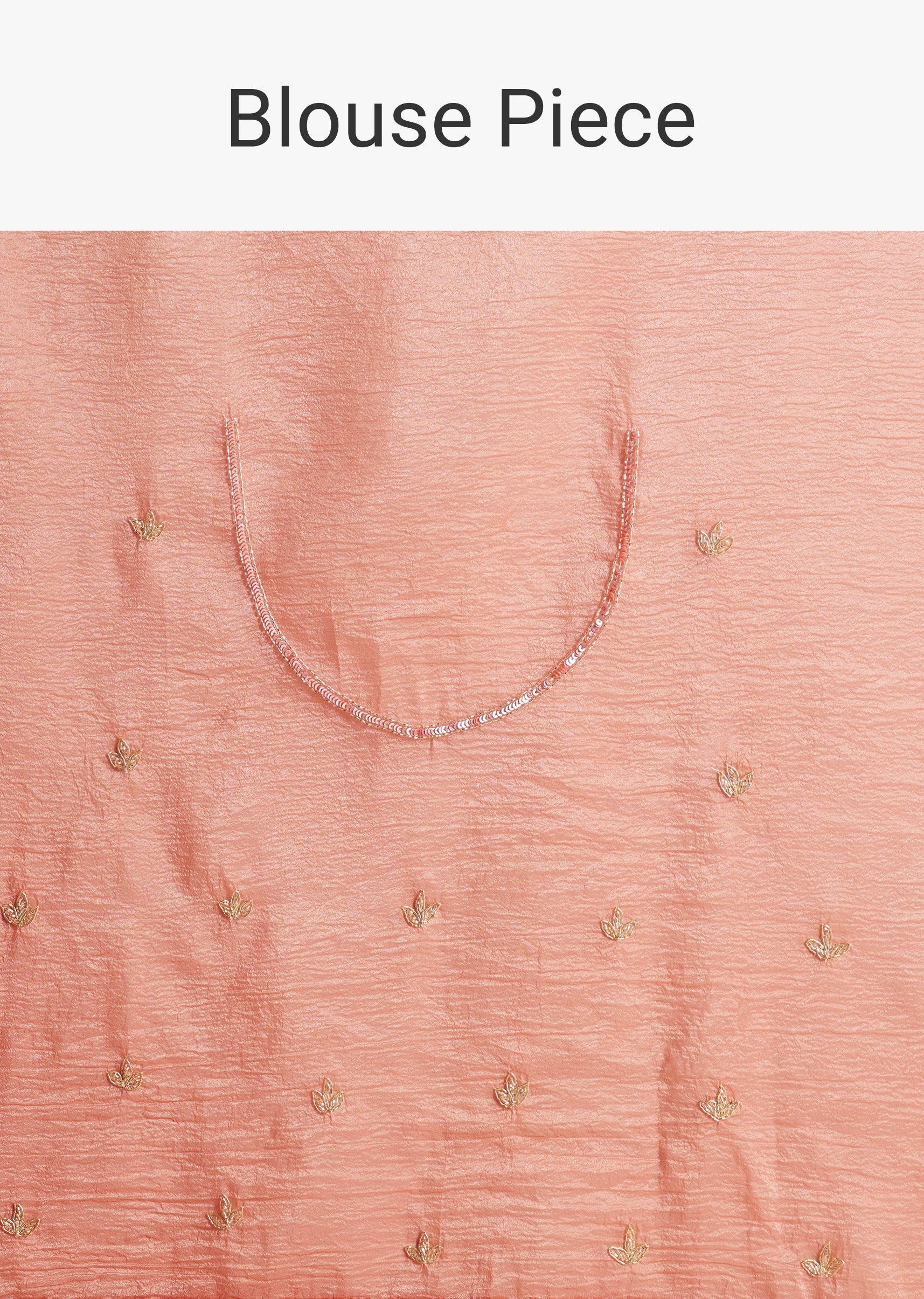 Copper Tissue Saree With Scallop Border And Sequin Embroidery - Image 8