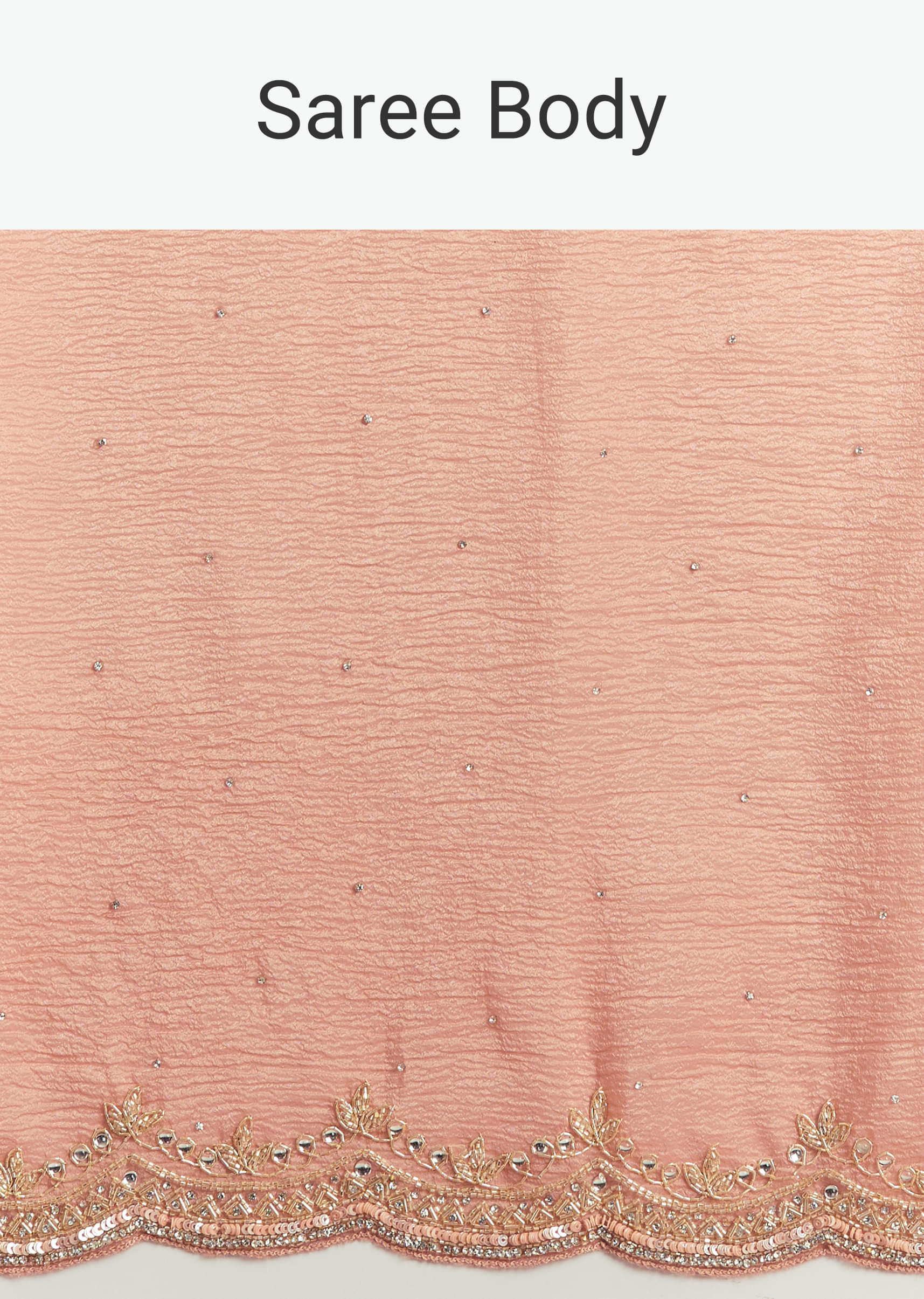 Copper Tissue Saree With Scallop Border And Sequin Embroidery - Image 9