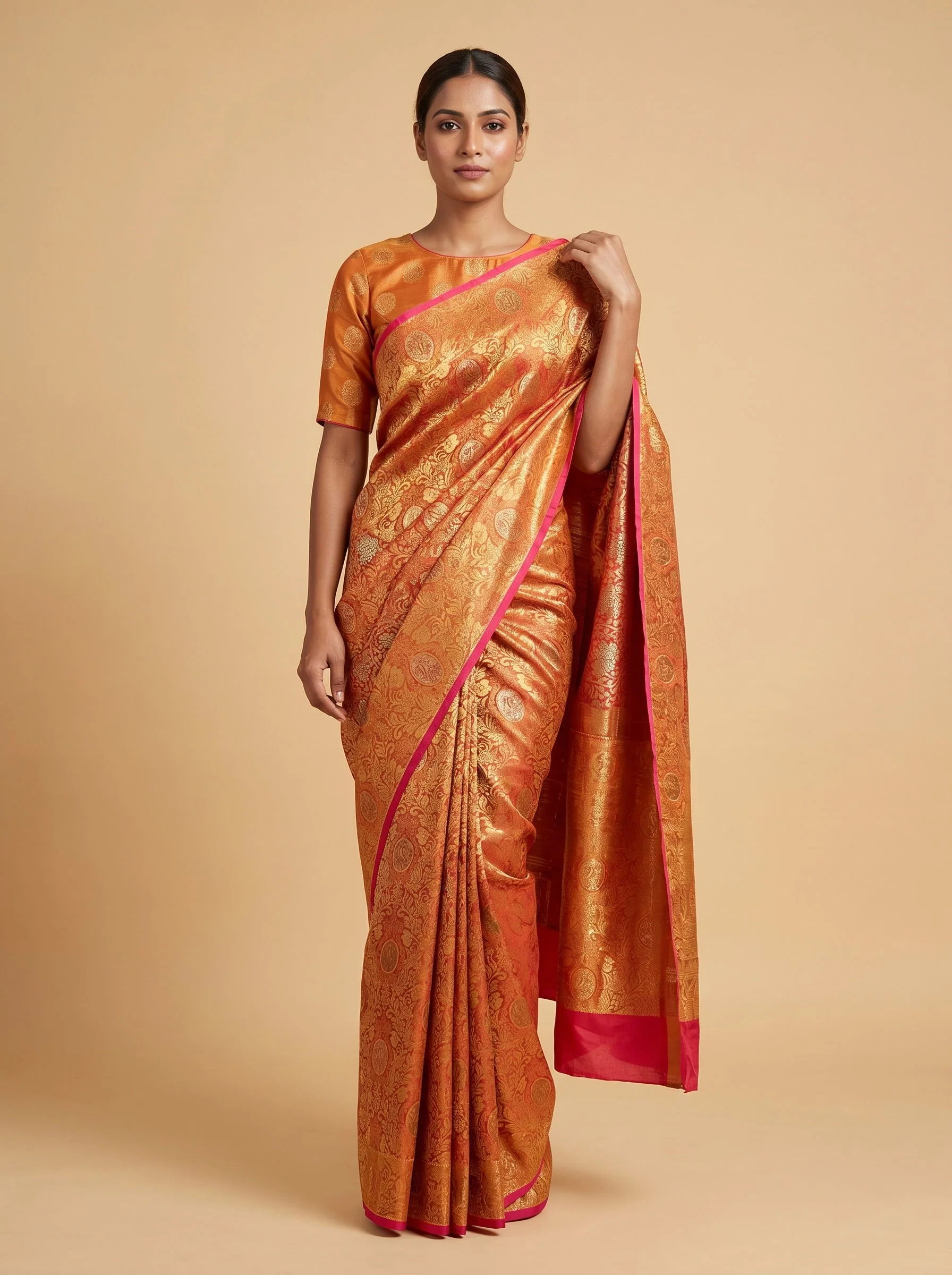 Coral Red Charm Saree