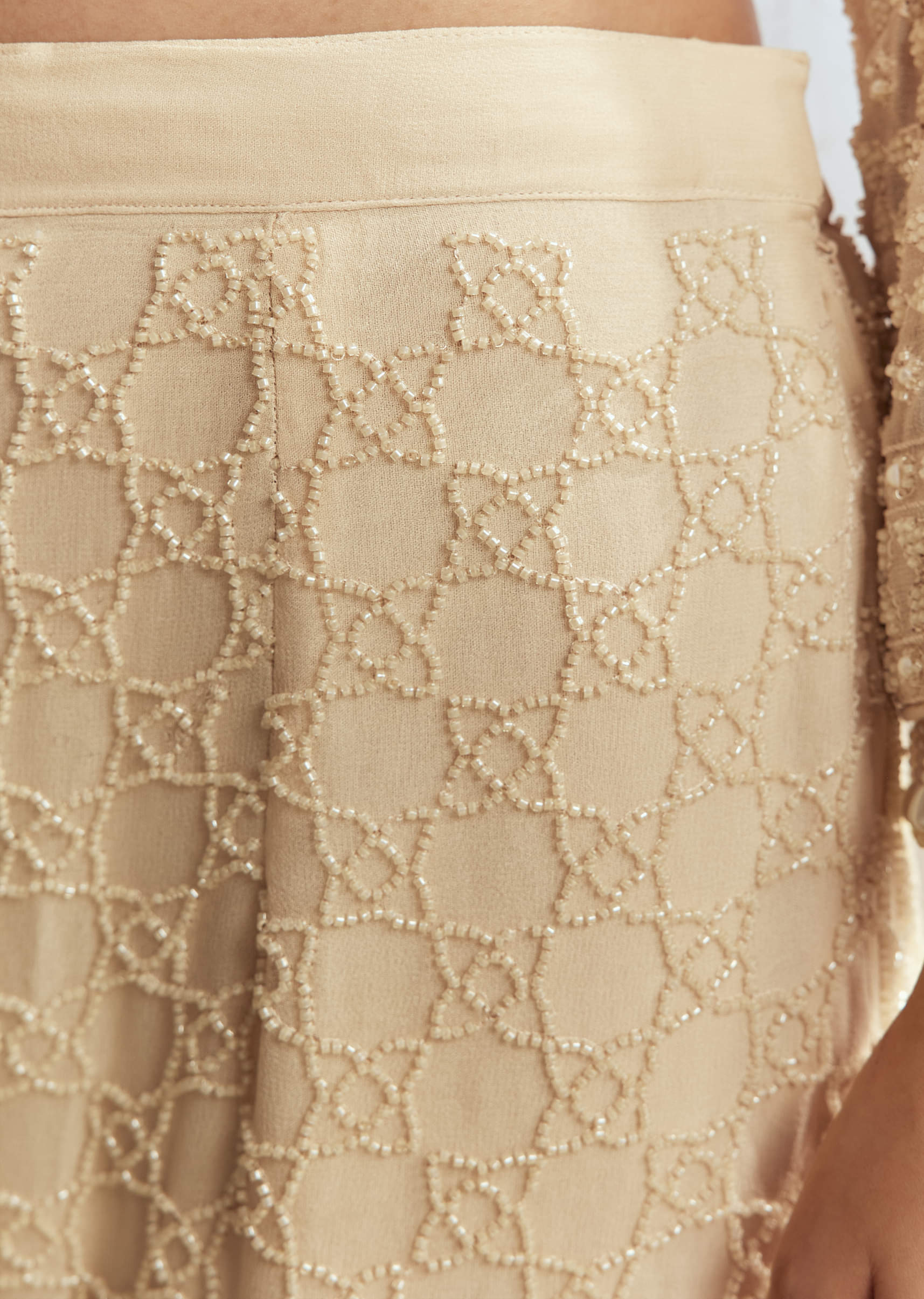 Cream Beaded Kurta Set with Dupatta - Image 6