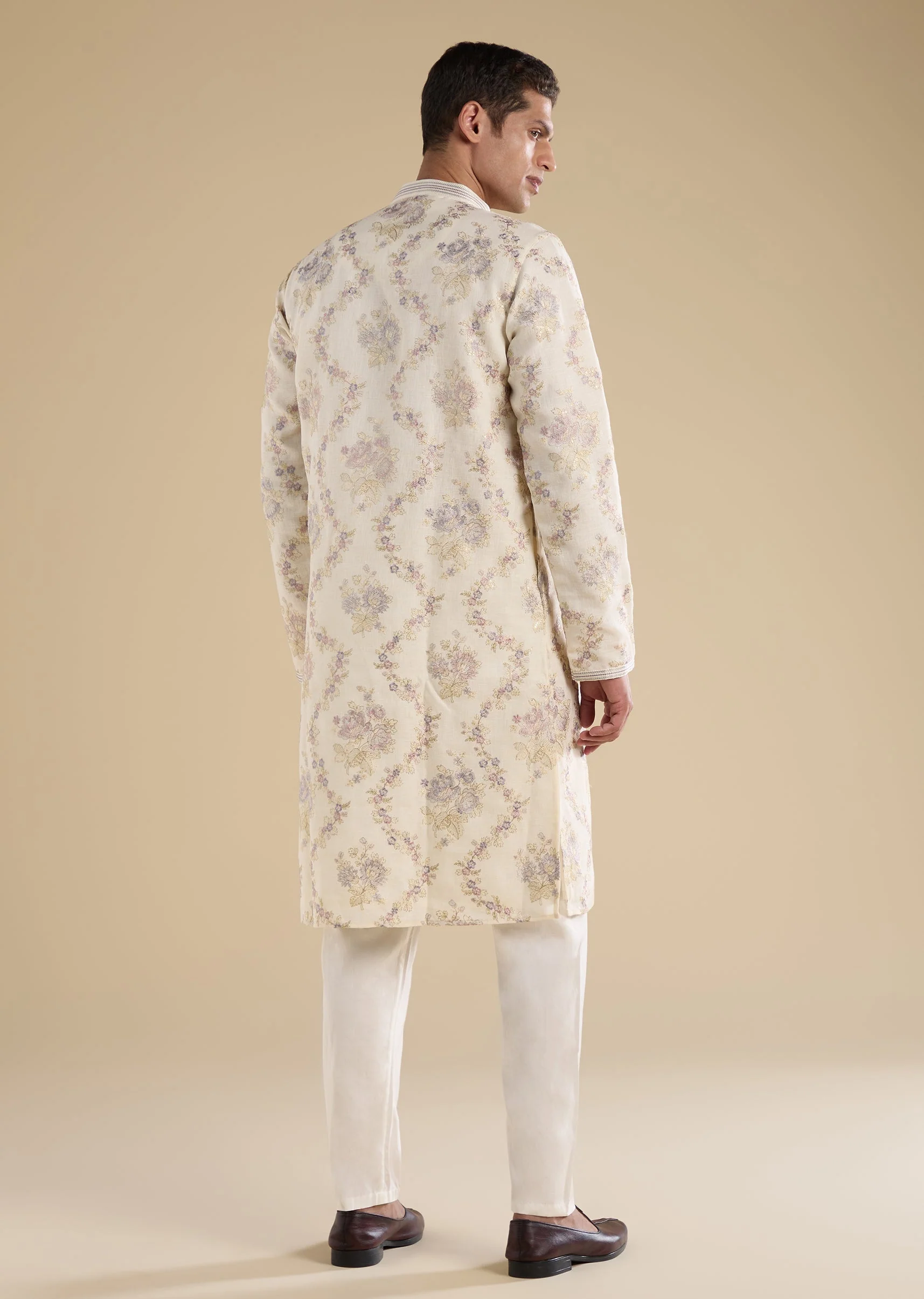 Cream Embroidered Kurta Set - Image 5
