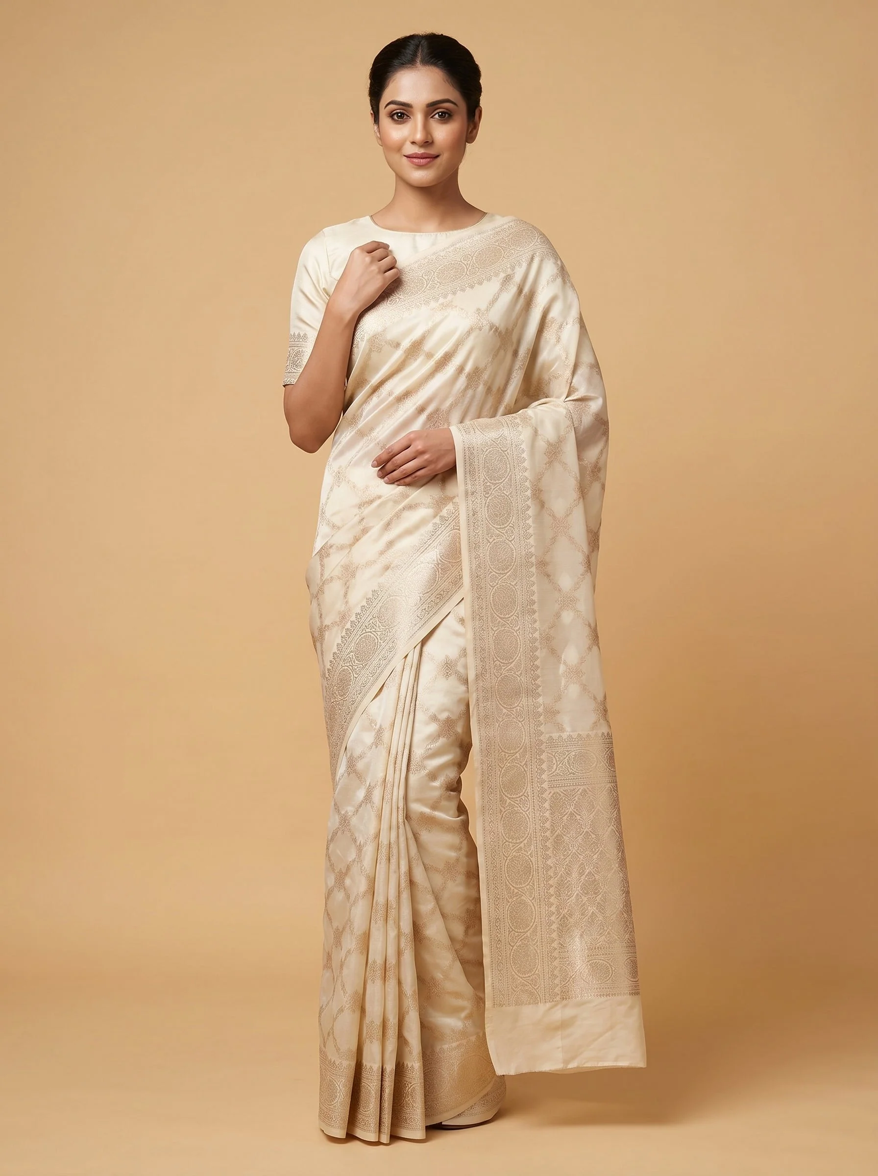 Cream Poised Handloom Saree