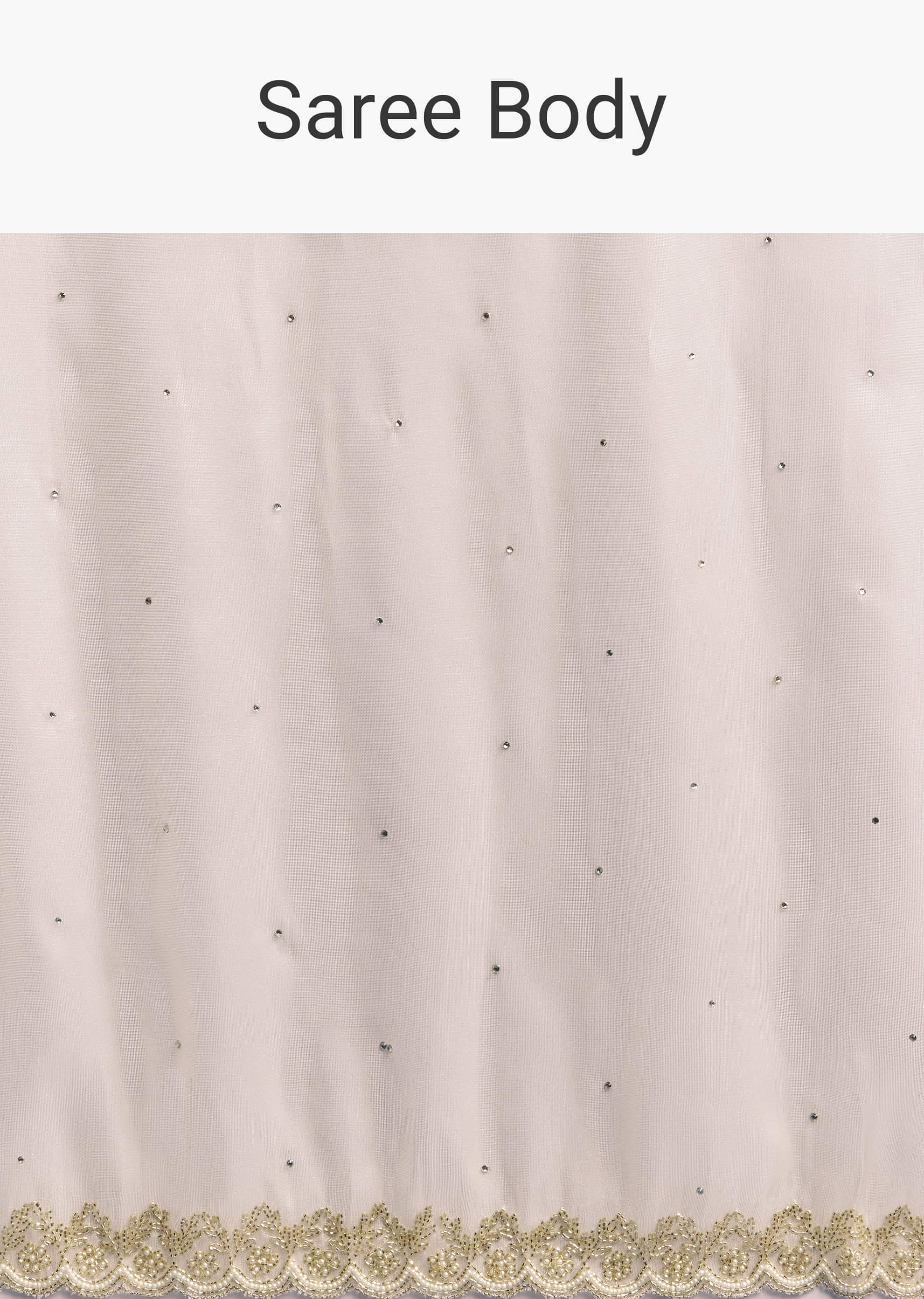 Cream Tissue Saree With Stone And Beaded Embroidery - Image 8