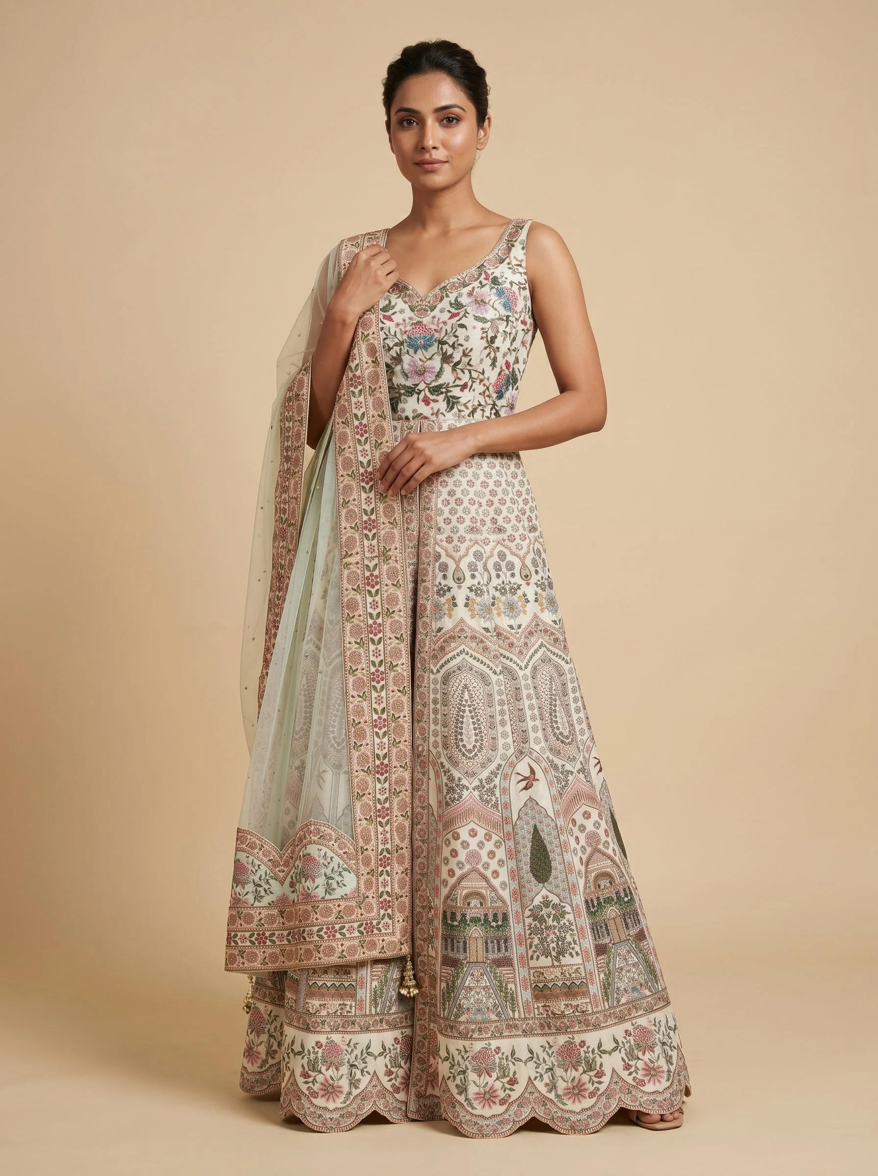 Creamy Anarkali Glow Suit