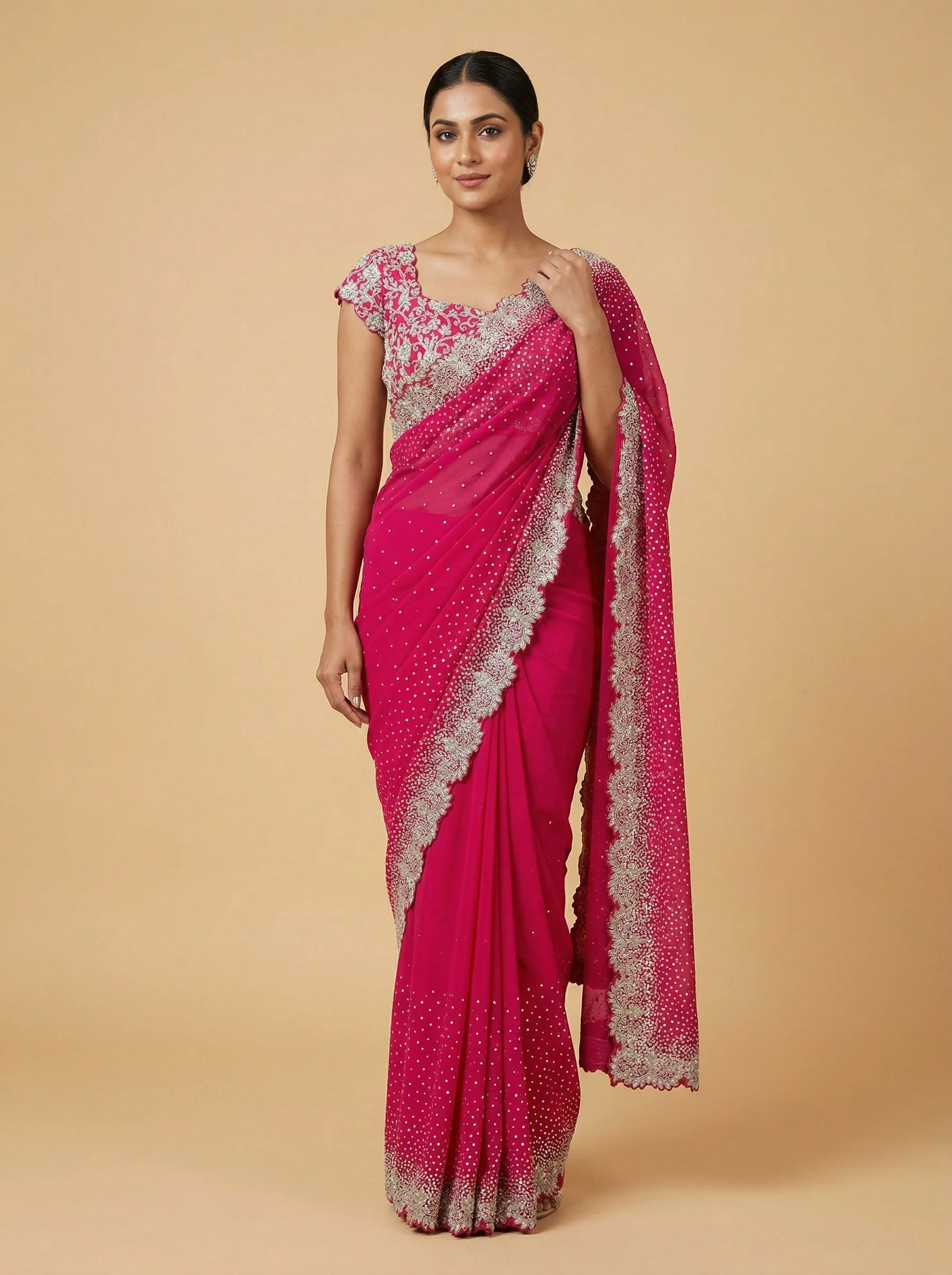 Crimson Rani Embroidered Saree