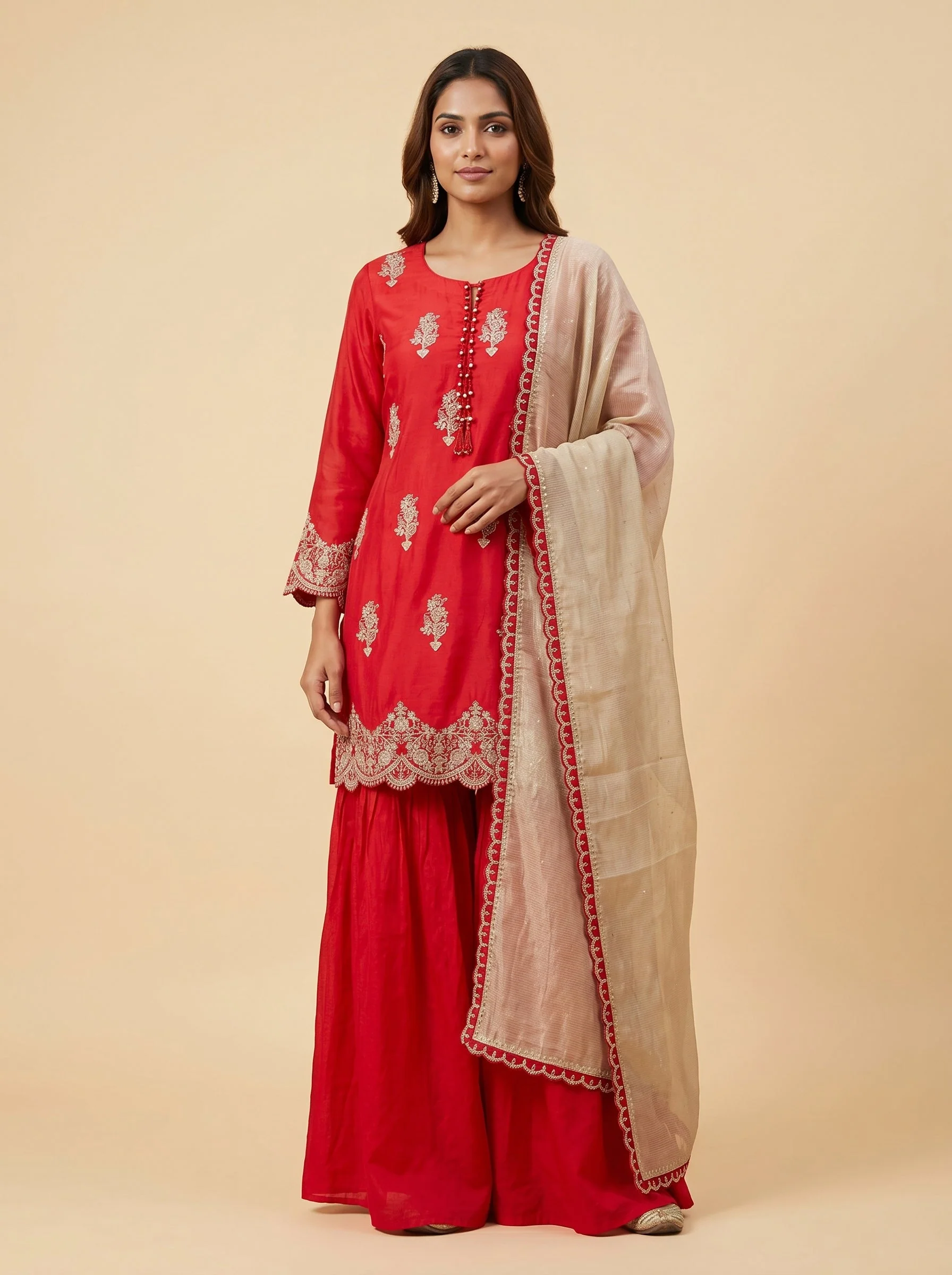 Crimson Red Palazzo Set