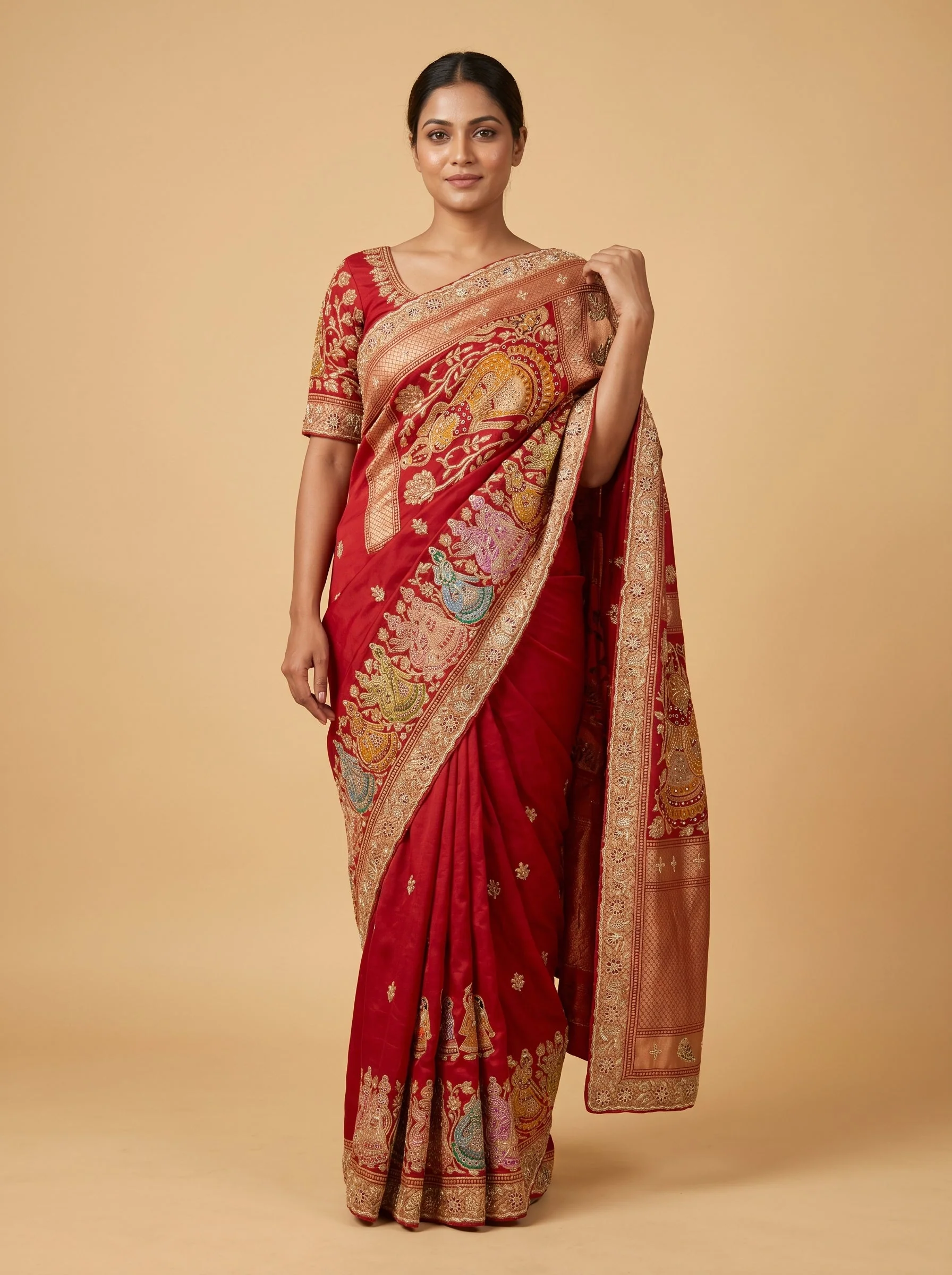 Crimson Silk Essence Saree