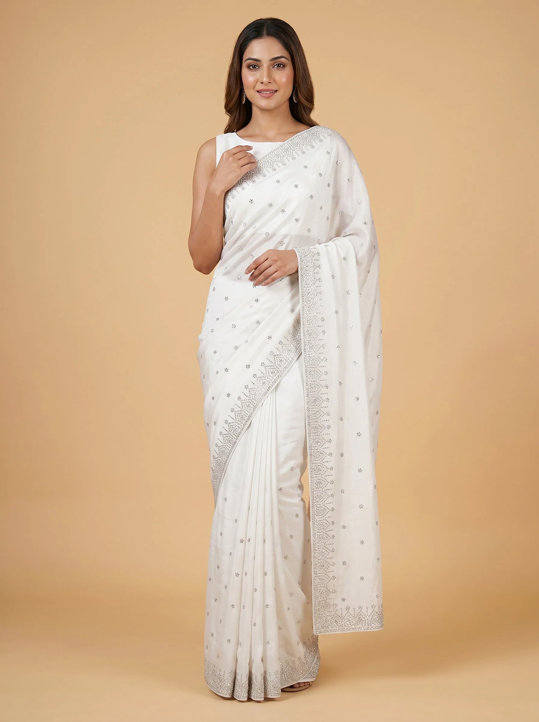 Crystal White Glow Saree
