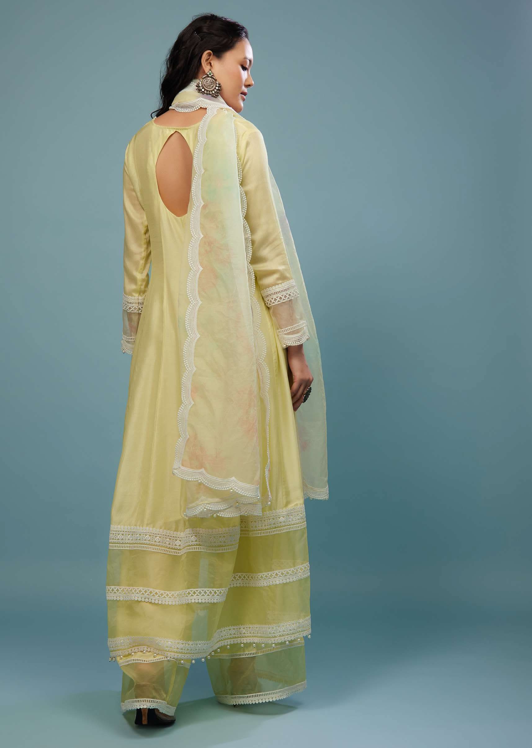 Daffodils Yellow Palazzo Suit In Viscose Silk - Image 5