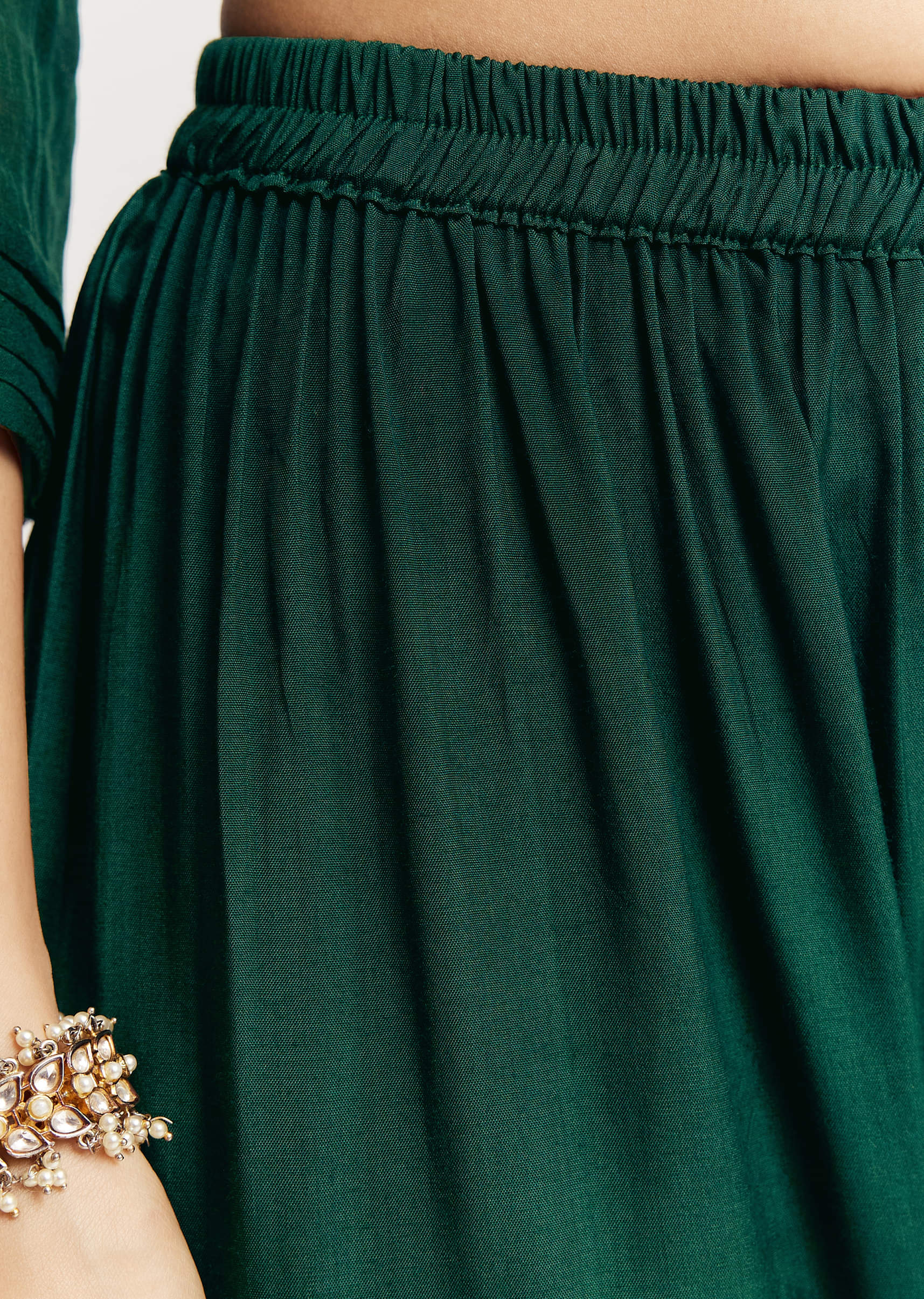 Dark Green Angrakha Kurta Set With Bandhani Dupatta - Image 6