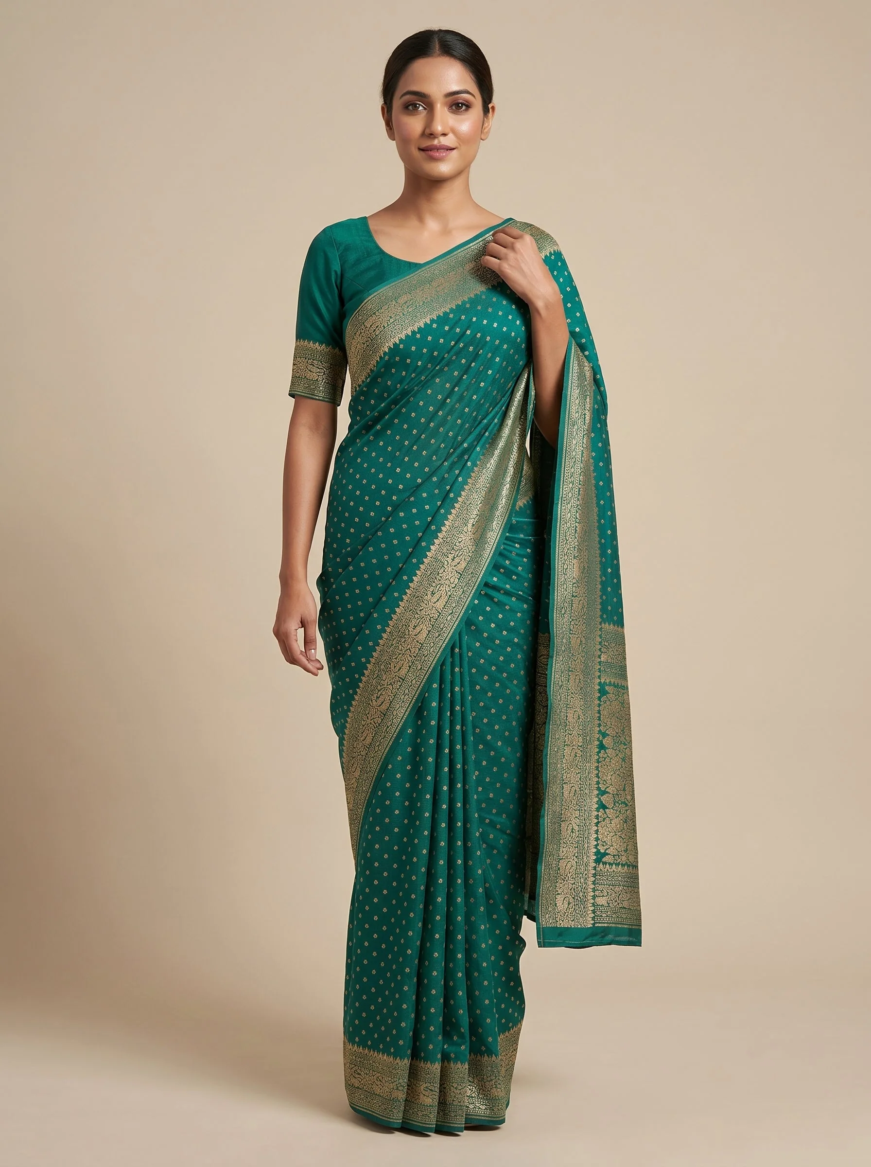 Dark Green Forest Depth Handloom Saree