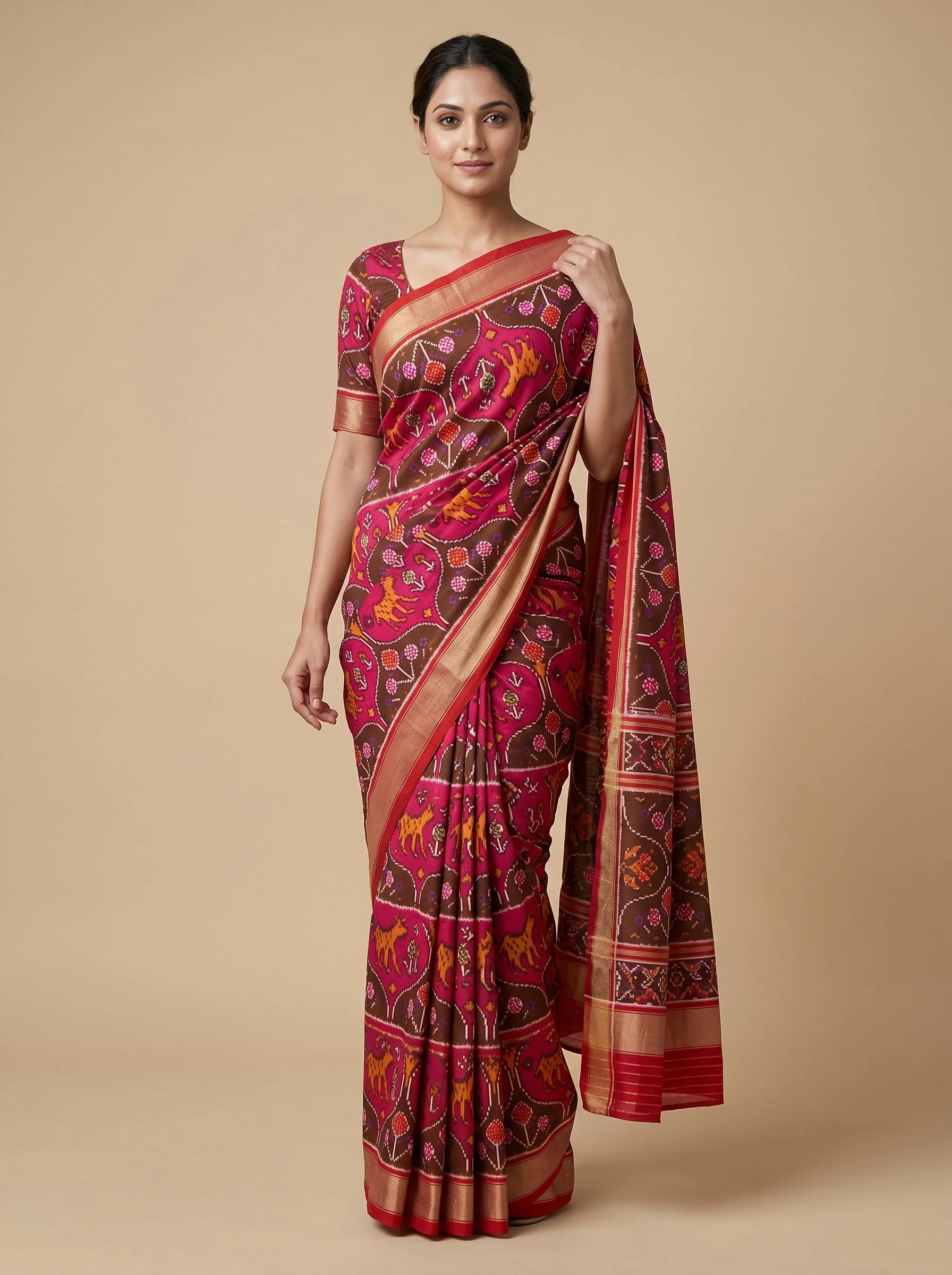 Dark Magenta Rich Hue Handloom Saree