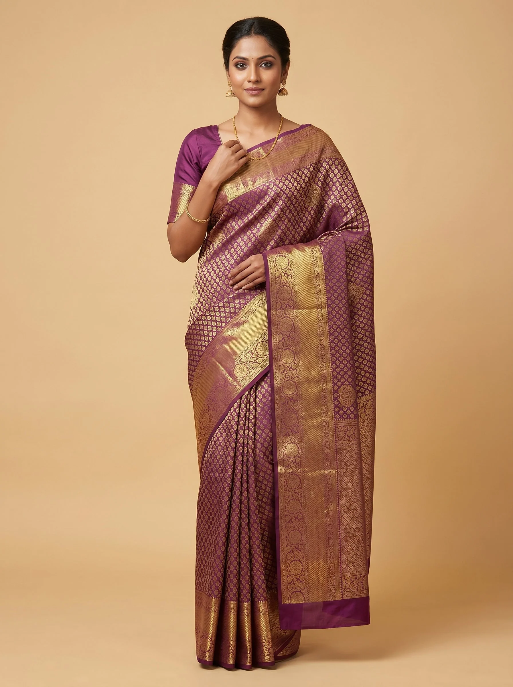 Dark Wine Rich Tone Handloom Saree