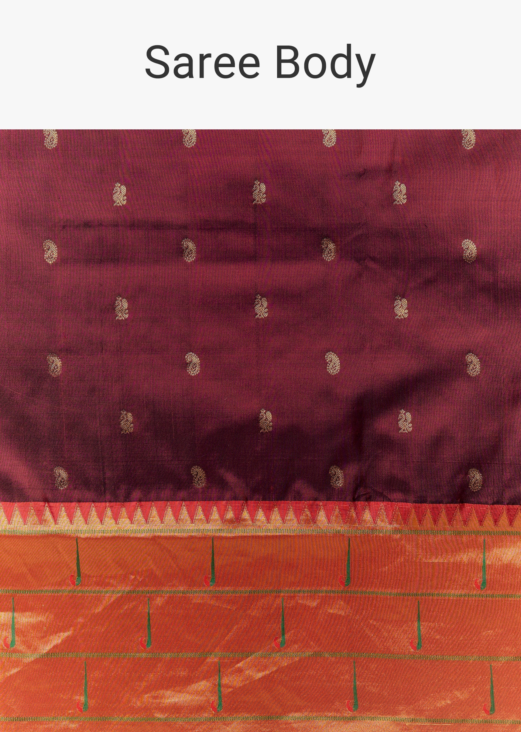 Deep Maroon Paithani Saree with Muniya Motif Border - Image 7