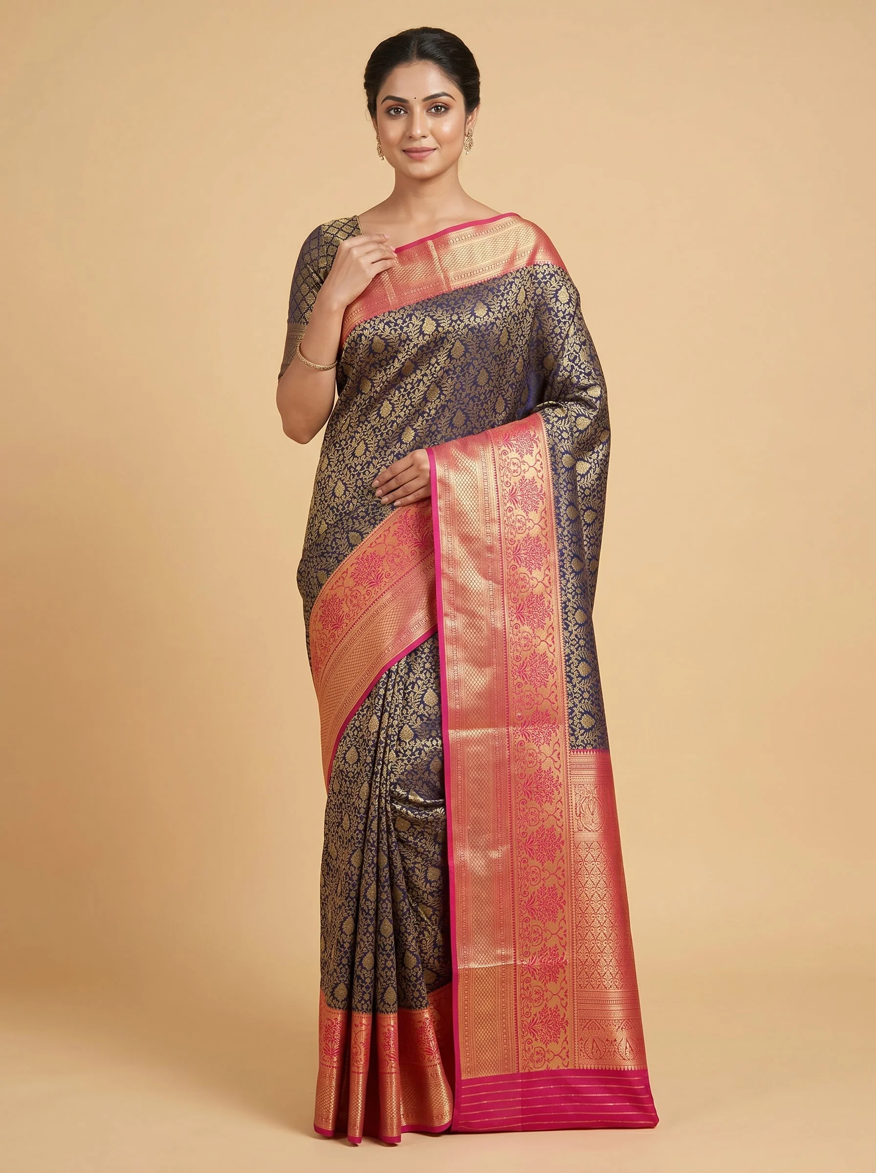 Deep Navy Glow Saree
