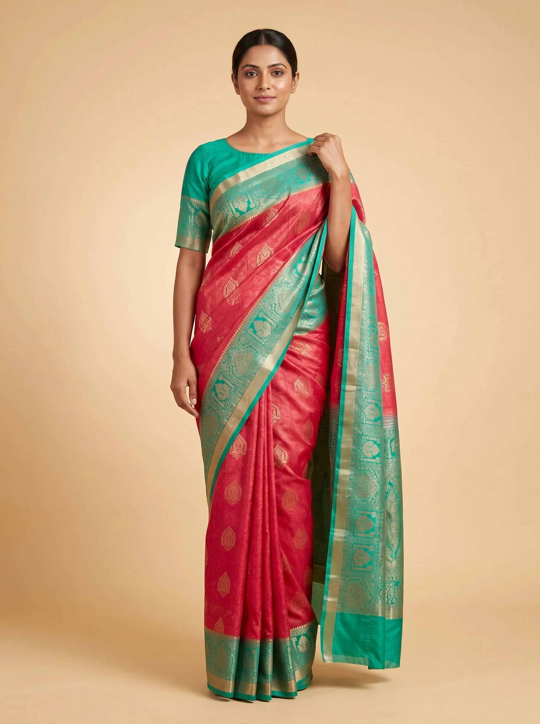 Deep Red Handloom Saree