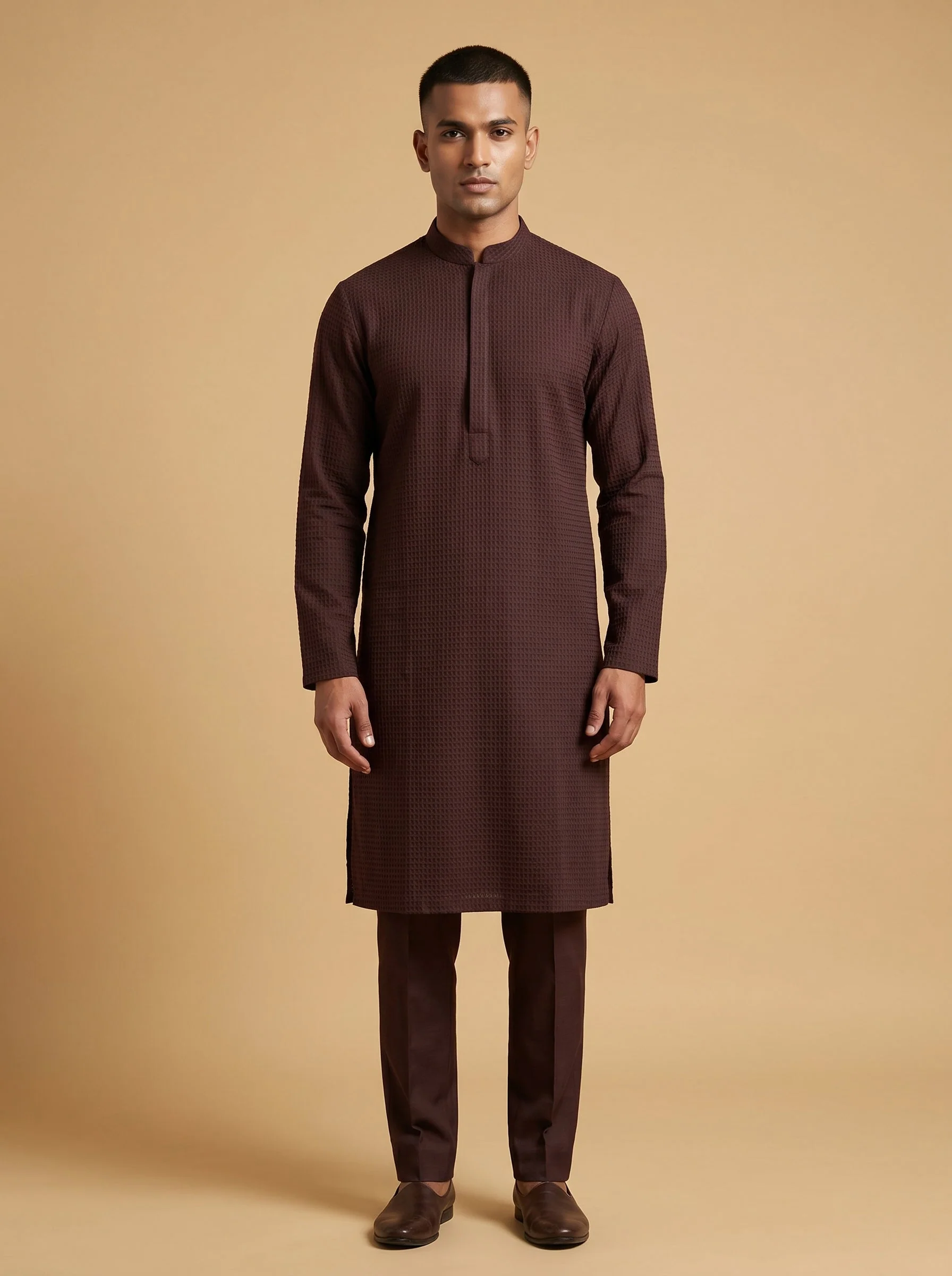 Deep Wine Festive Kurta Set