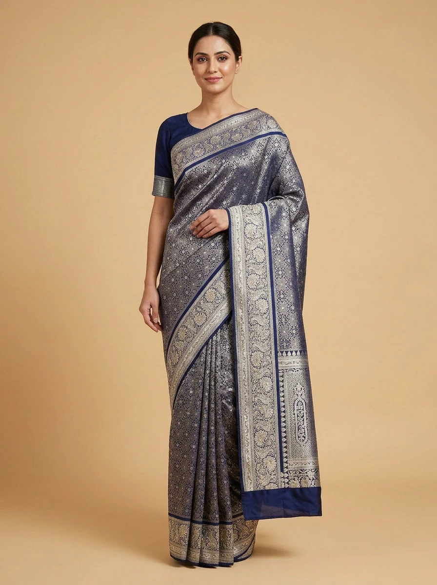 Denim Navy Blue Modern Classic Saree