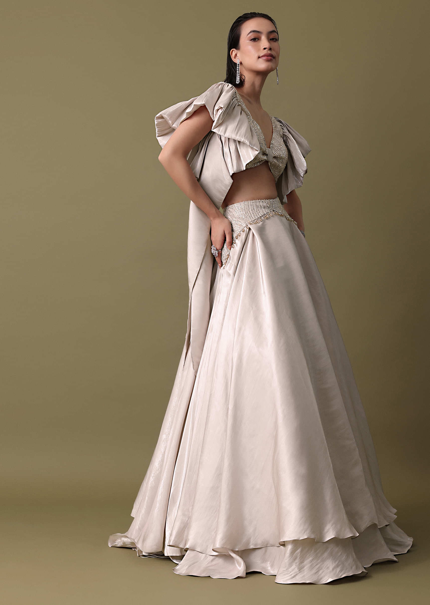 Double Layered Skirt With Lilac Frill Blouse - Image 5