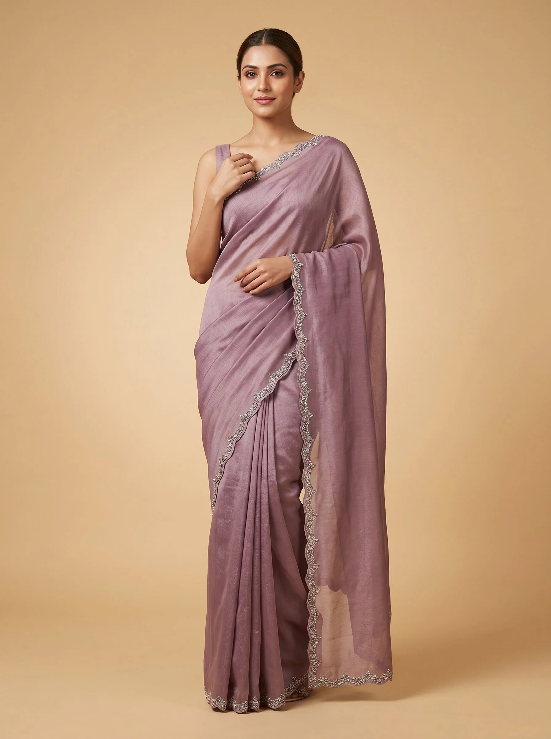 Dreamy Lavender Embroidered Saree