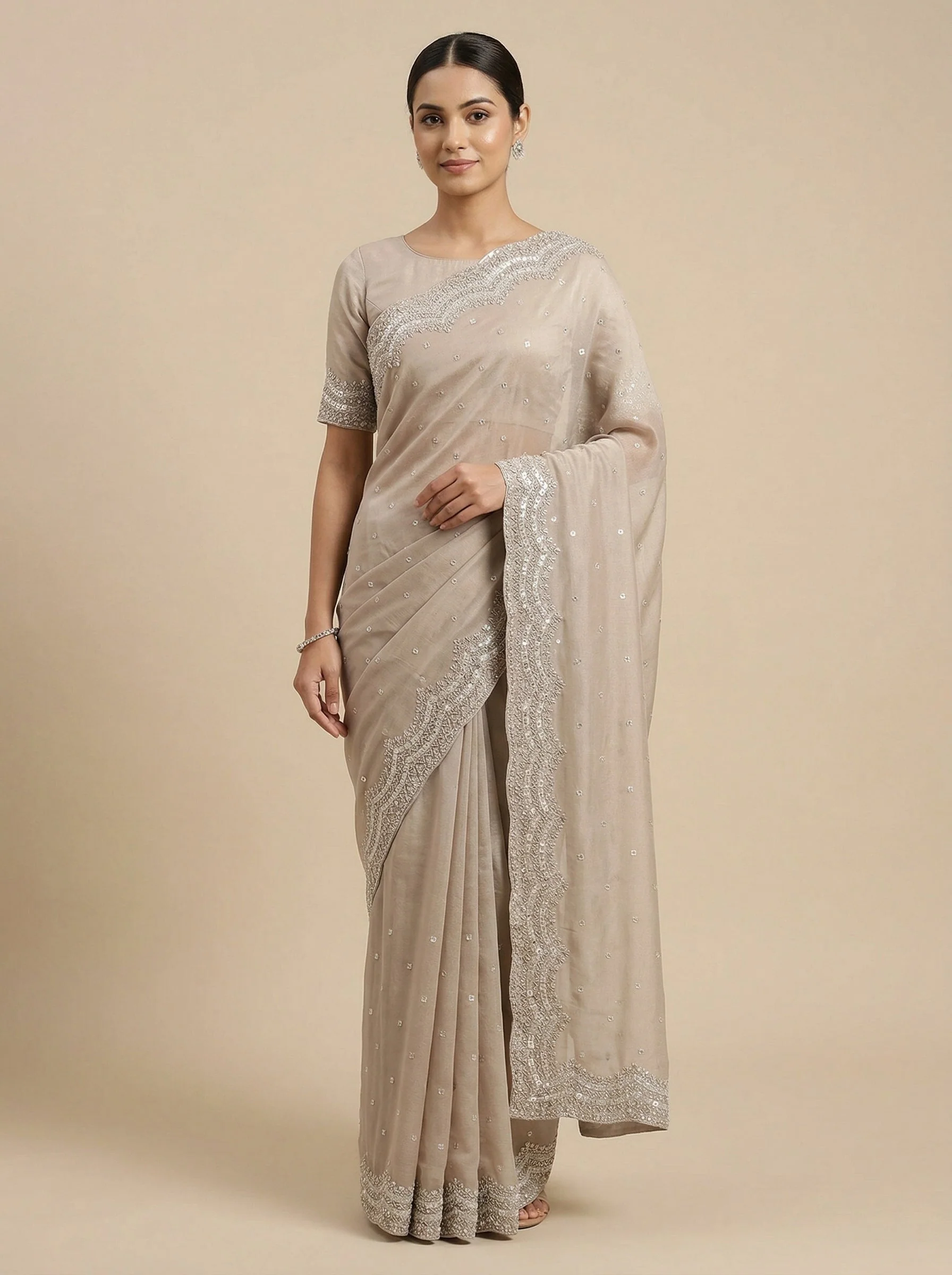 Dusk Mauve Embroidered Saree