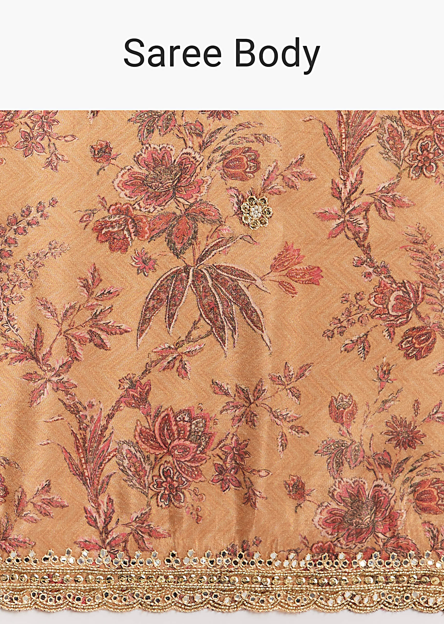 Dusky Orange Jacquard Saree With Mirror And Sequin Embroidery - Image 8