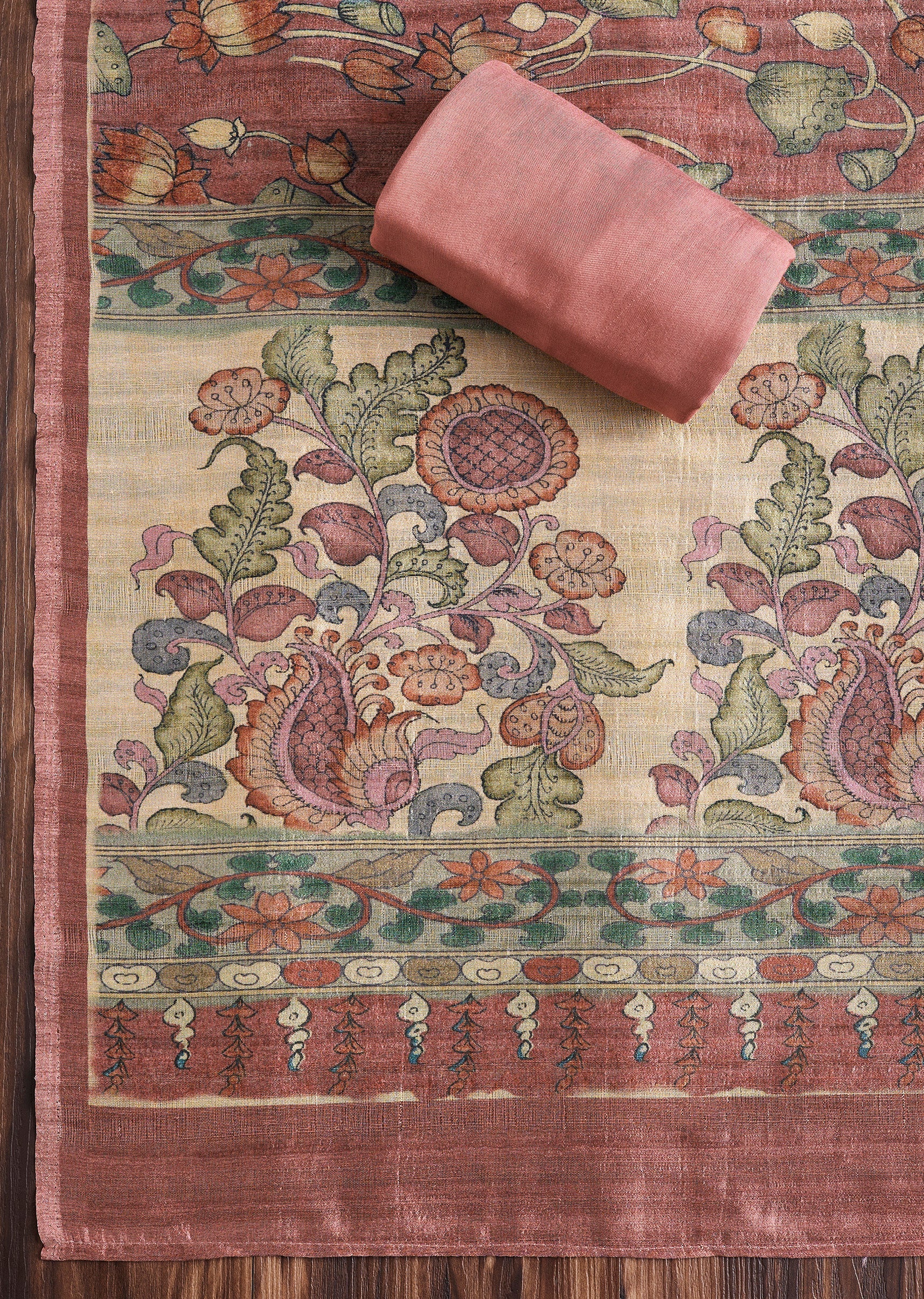 Dusty Mauve Cotton Printed Unstitched Suit Set - Image 4