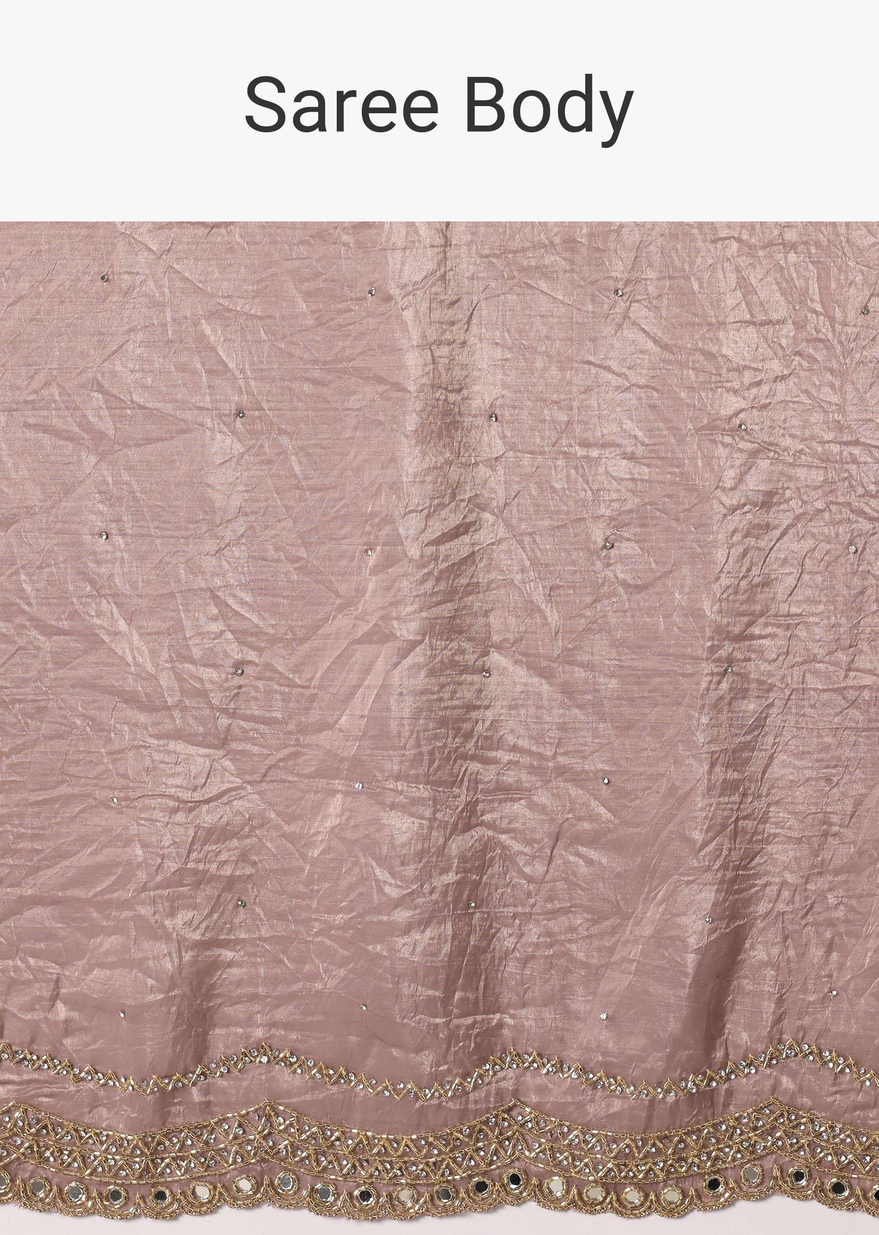 Elegant Brown Saree With Mirror and Stone Work - Image 9
