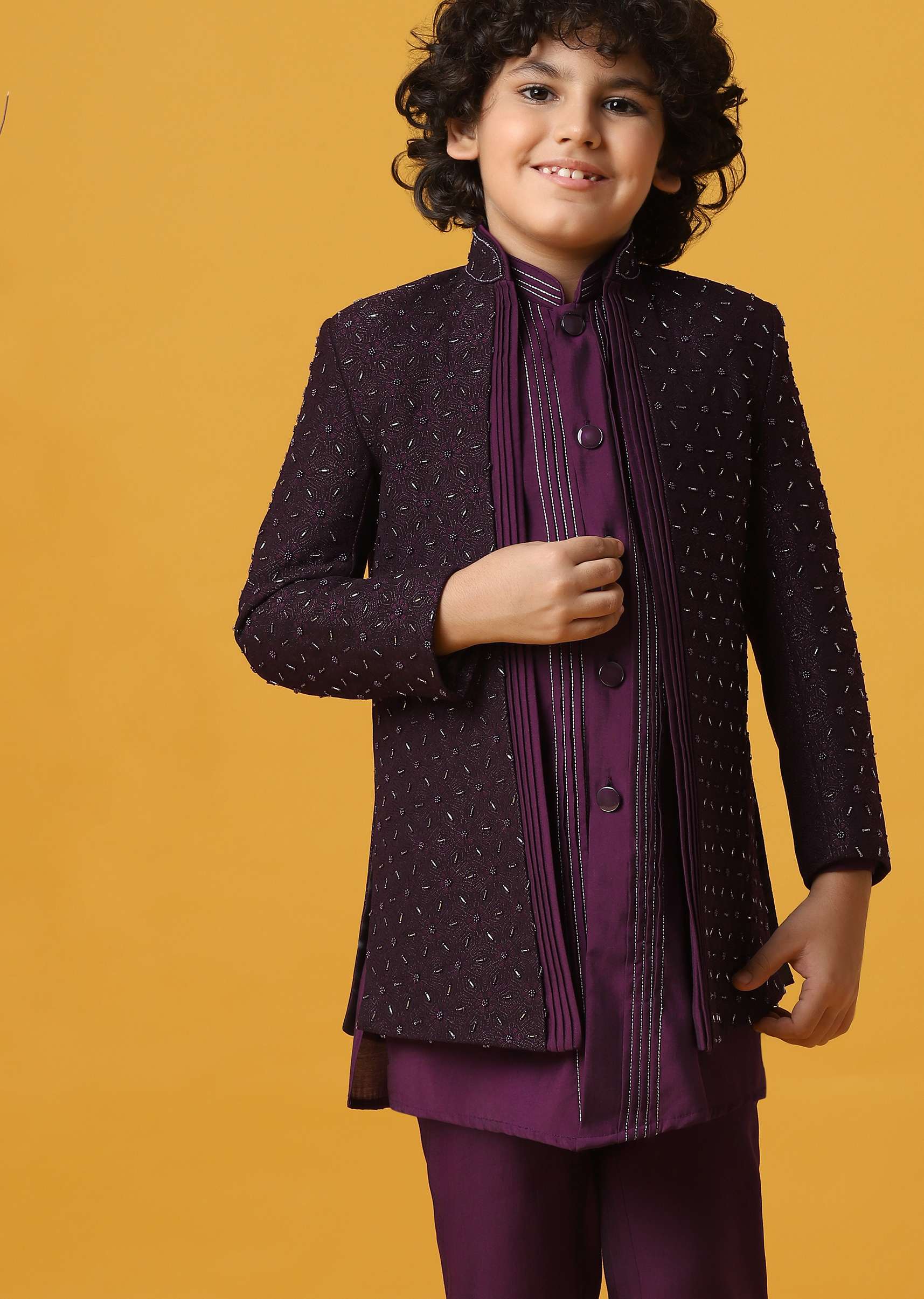 Elegant Embroidered Sherwani Set For Boys - Image 2