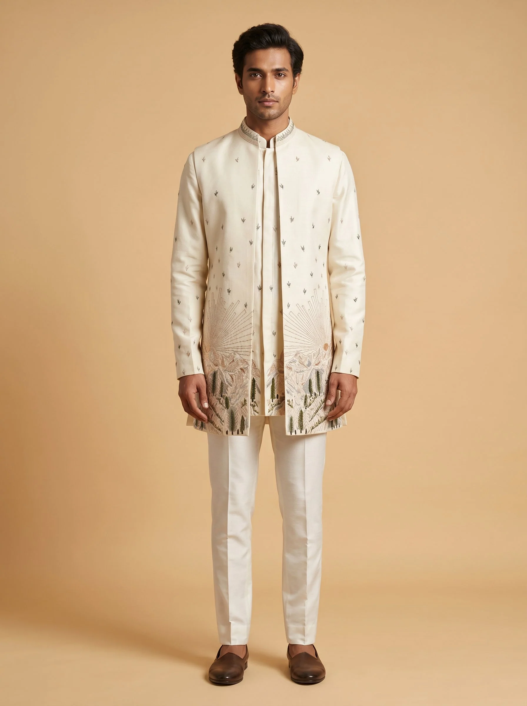 Elegant ivory Indowestern