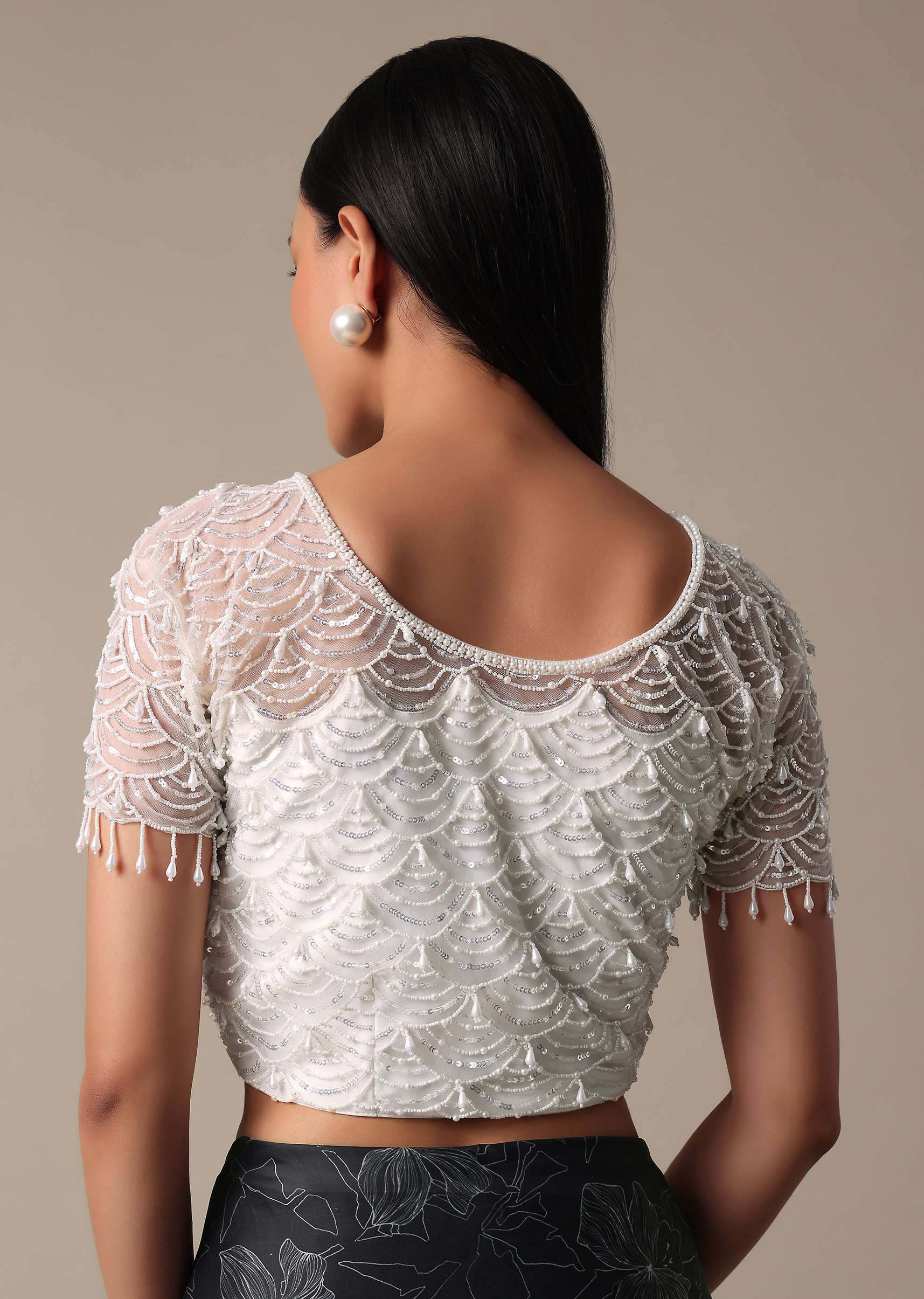 Elegant Ready To Wear Printed Saree With Embellished Ready Blouse - Image 7
