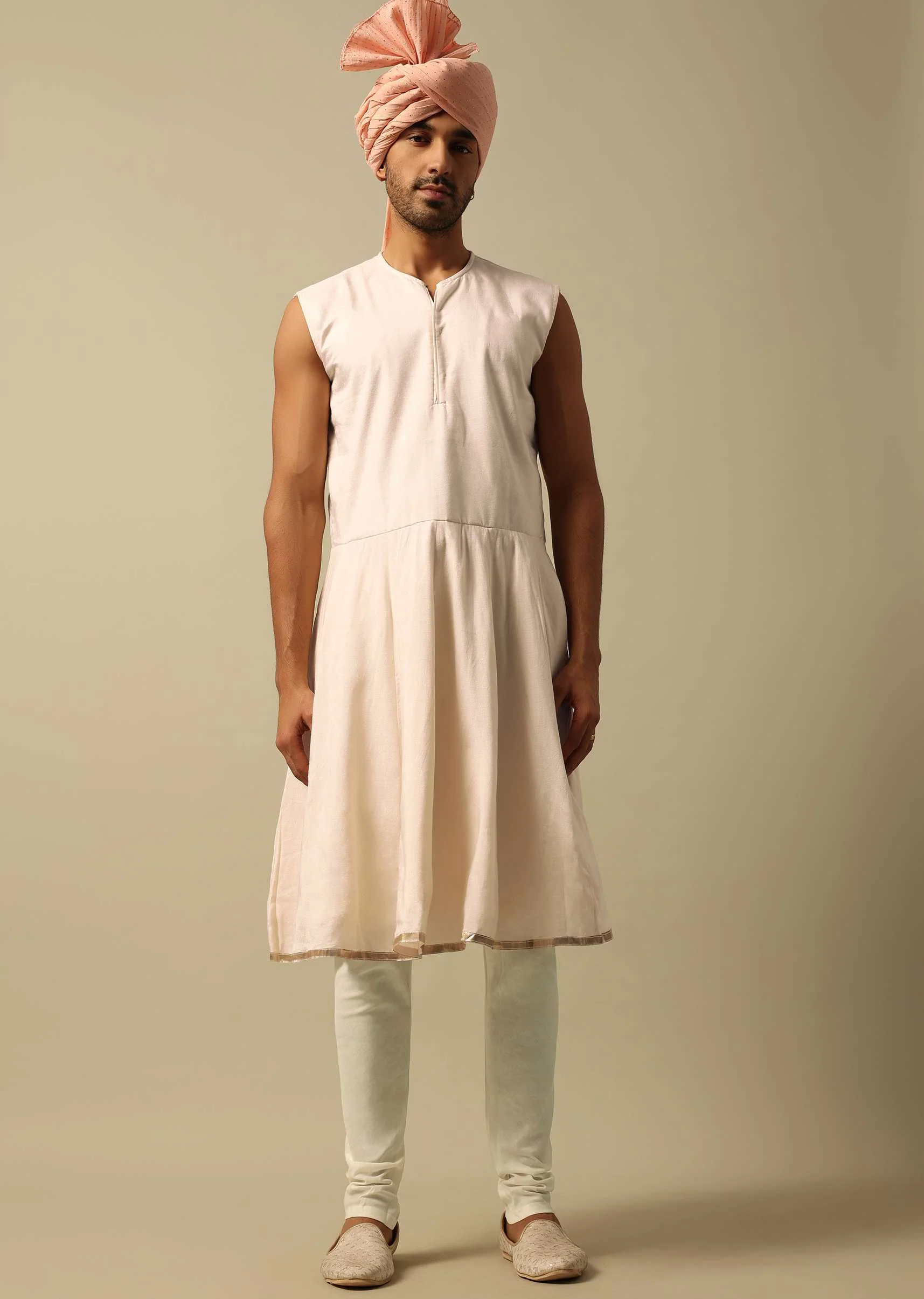 Elegant White Raw Silk Sherwani - Image 6