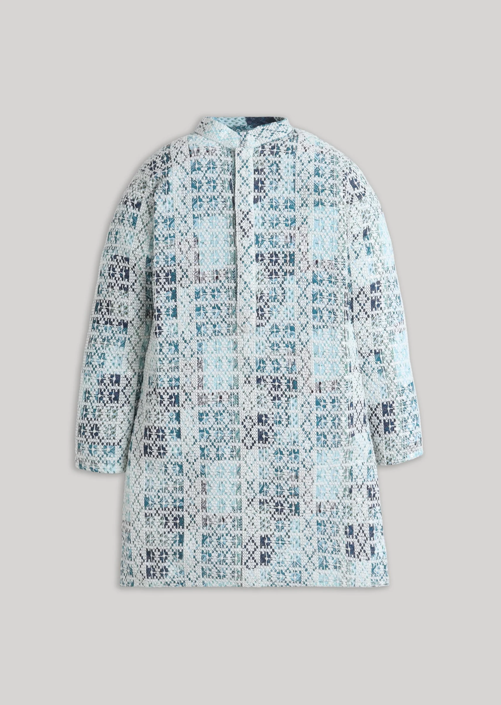 Embroidered Sequin Accent Cotton Kurta Set For Boys - Image 2