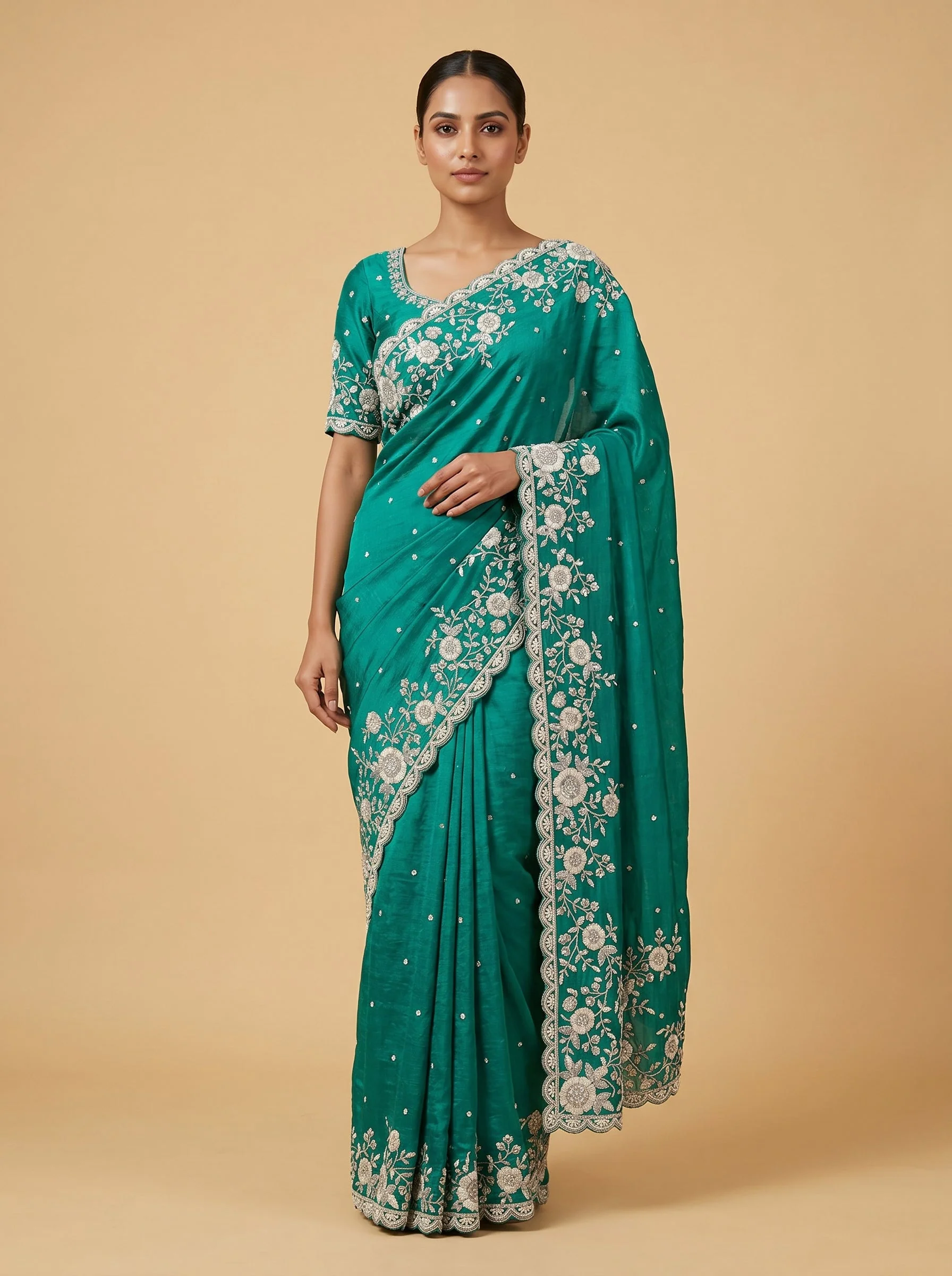 Emerald Stitch Radiance Saree