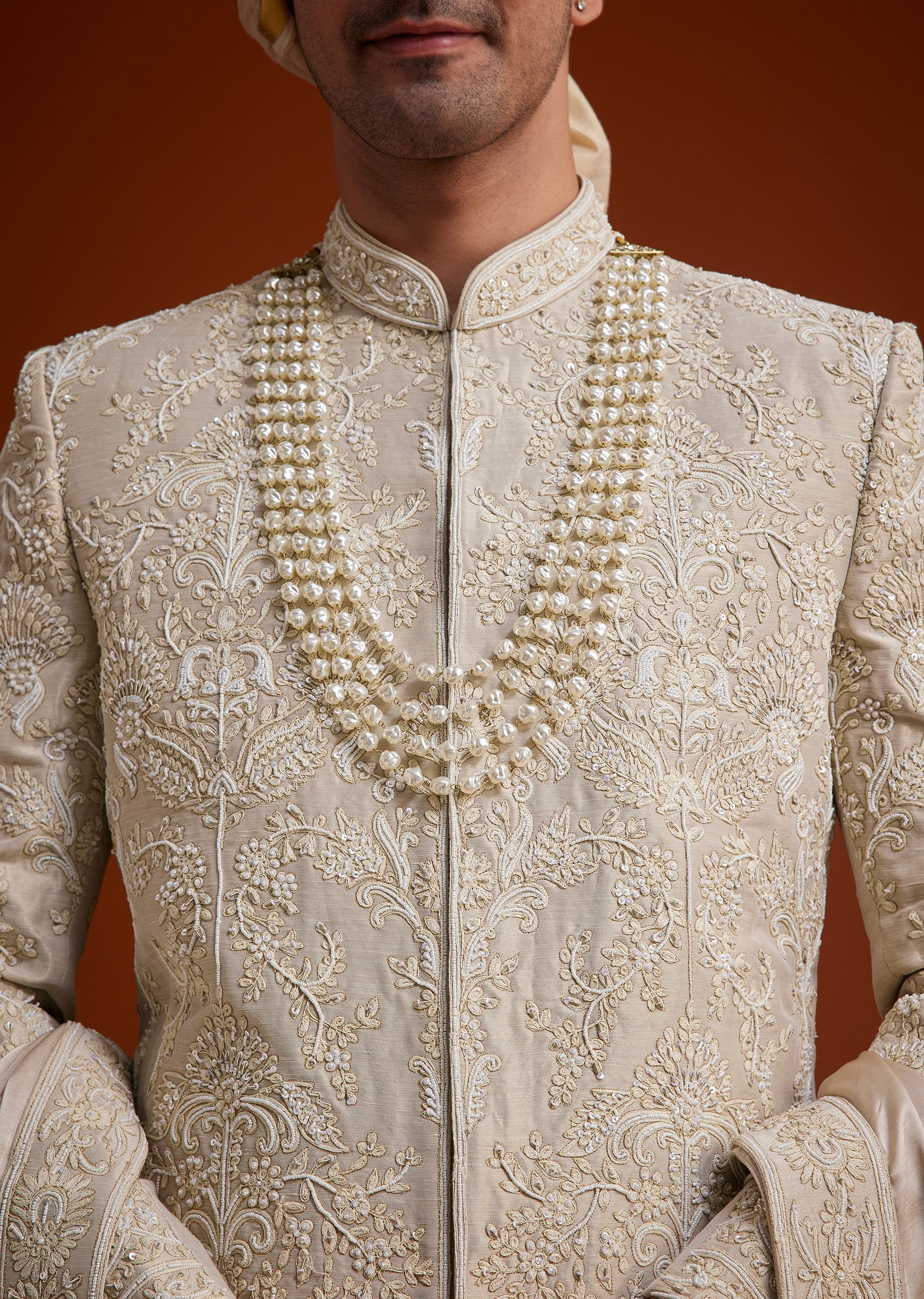 Faun Sherwani Set With Dori And Resham Work - Image 2
