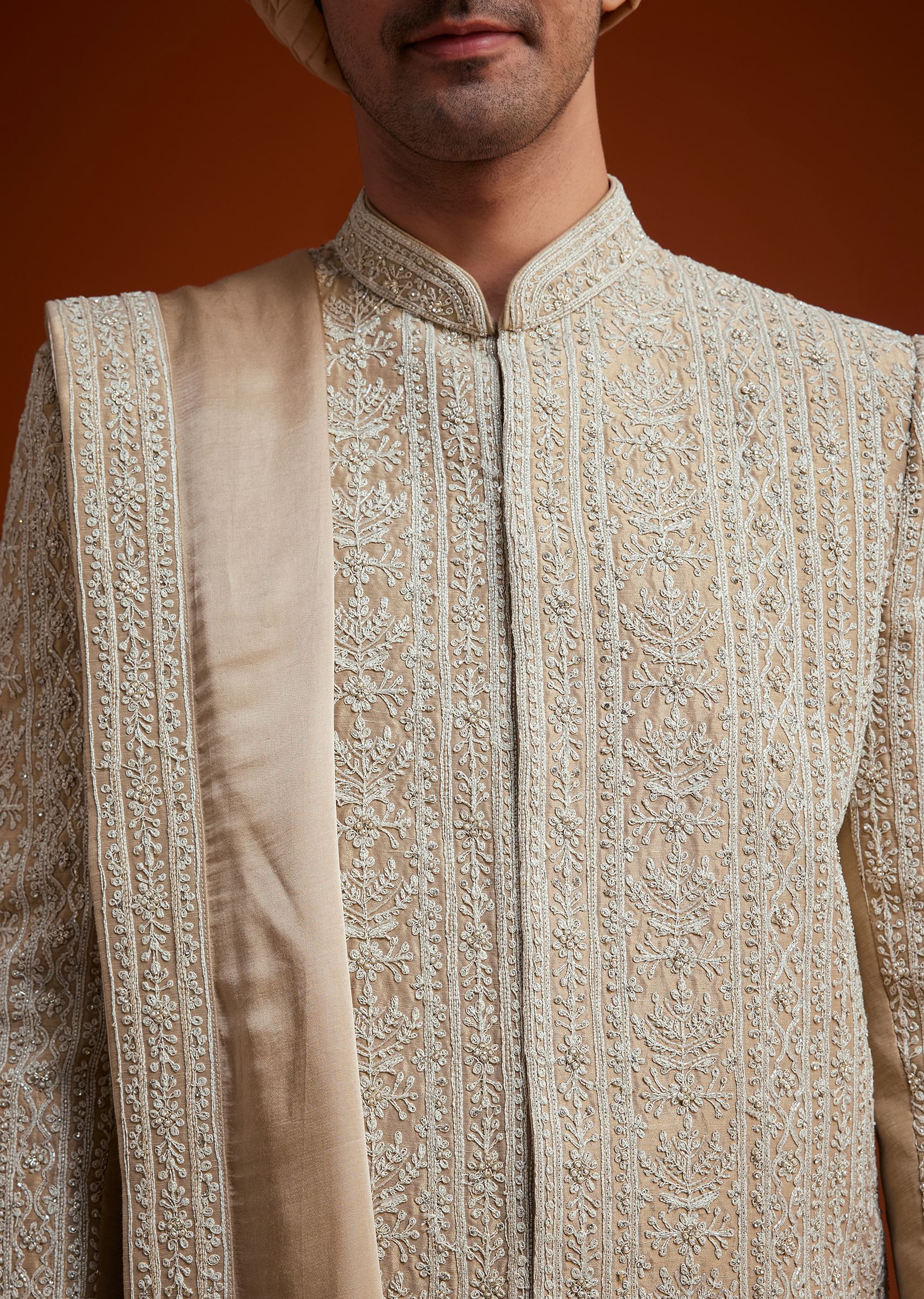 Faun Sherwani Set With Dori And Thread Embroidery - Image 2