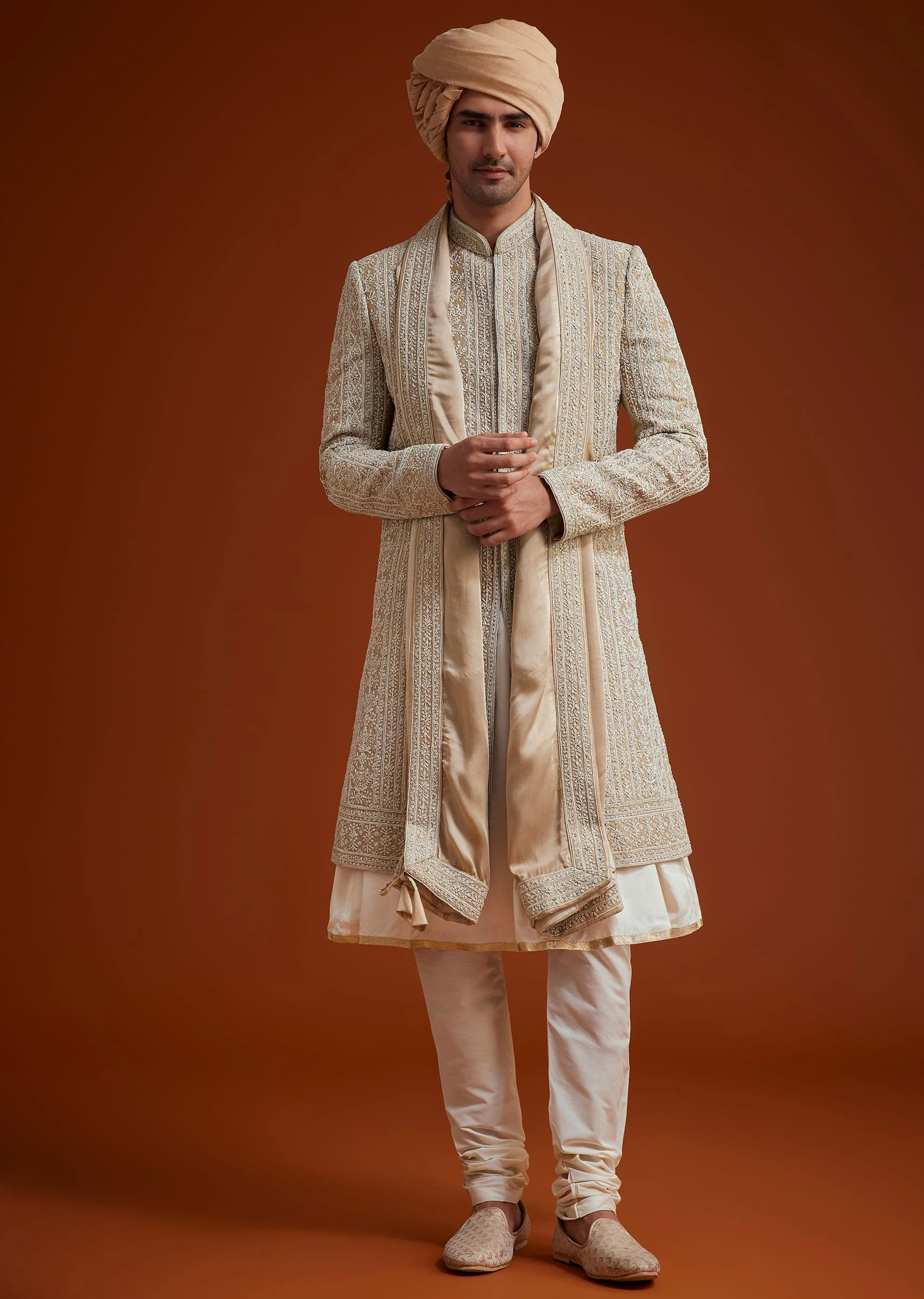 Faun Sherwani Set With Dori And Thread Embroidery - Image 3