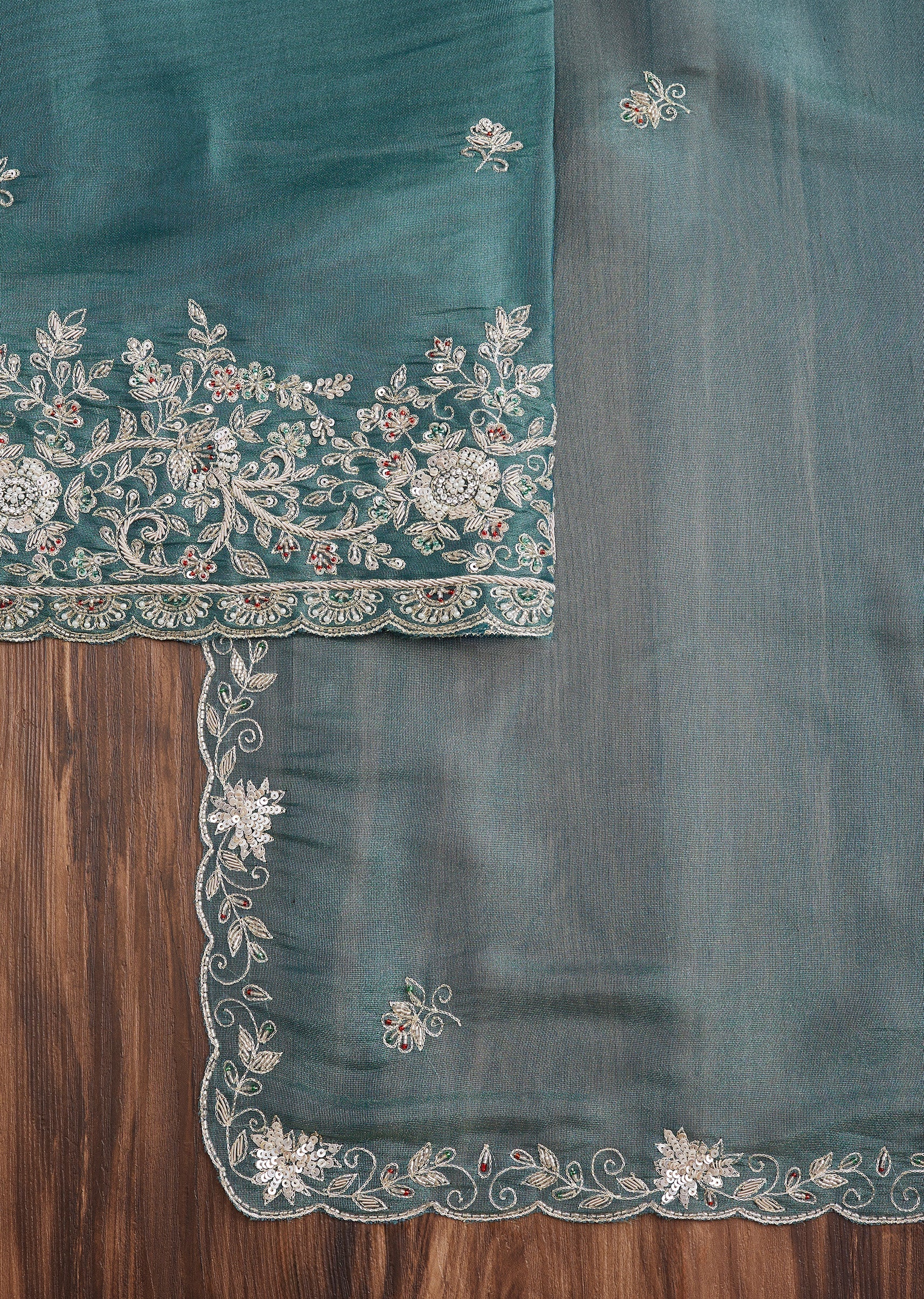 Festive Blue Tissue Suit Set - Image 3