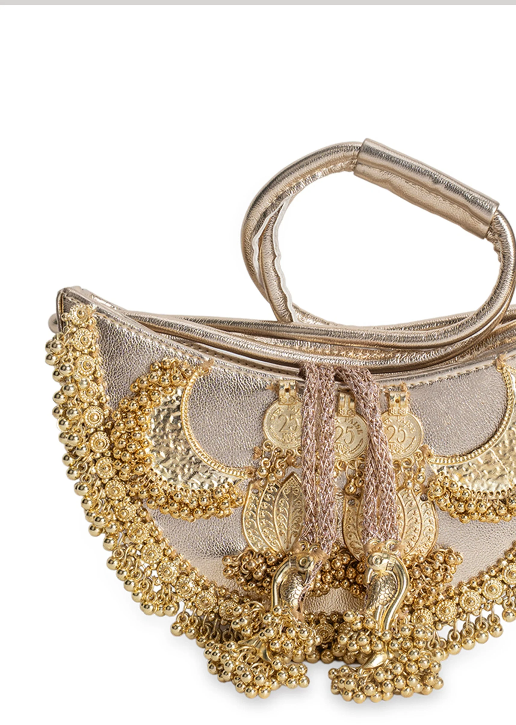 Festive Gold Embellished Handbag - Image 3