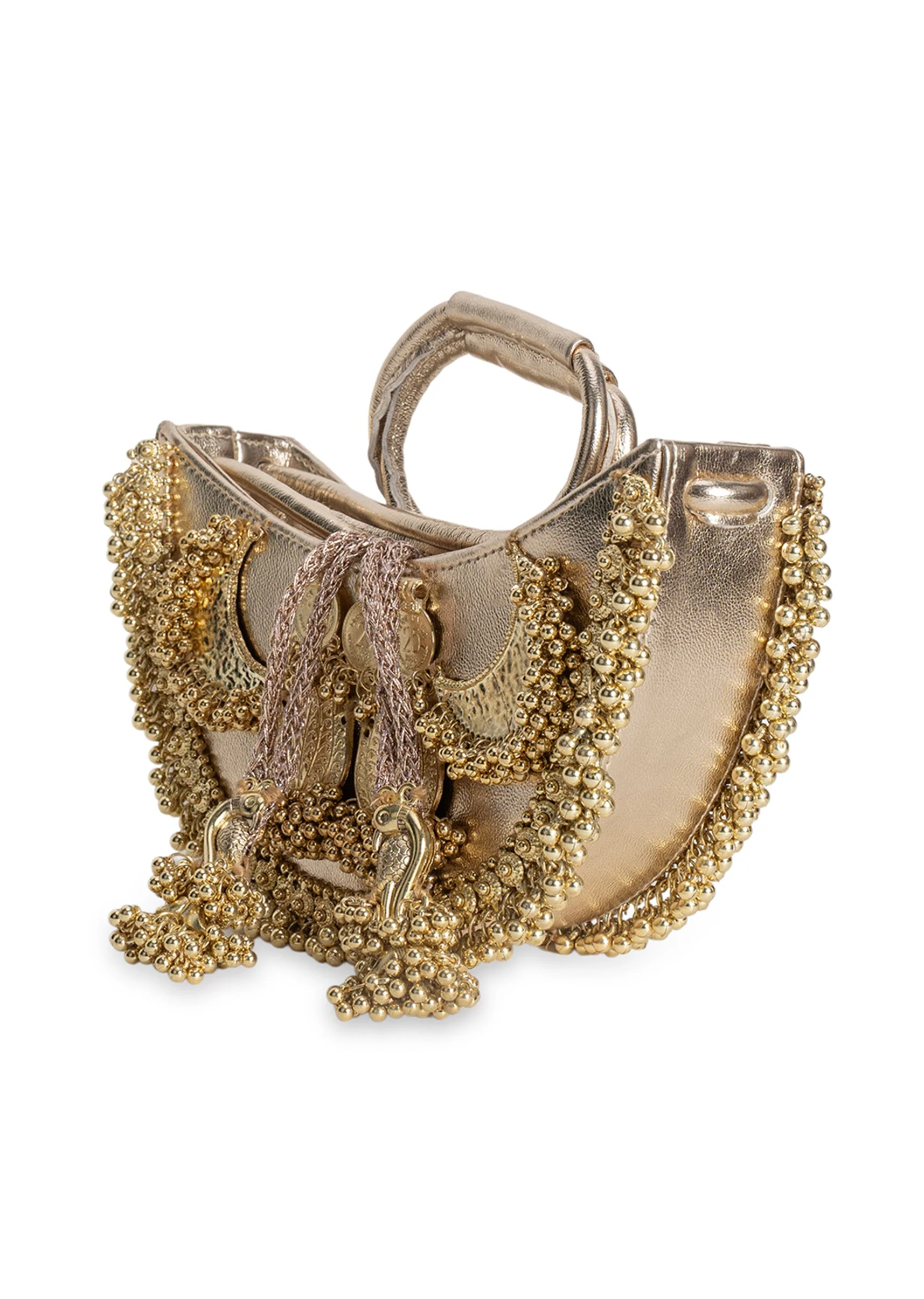 Festive Gold Embellished Handbag - Image 4