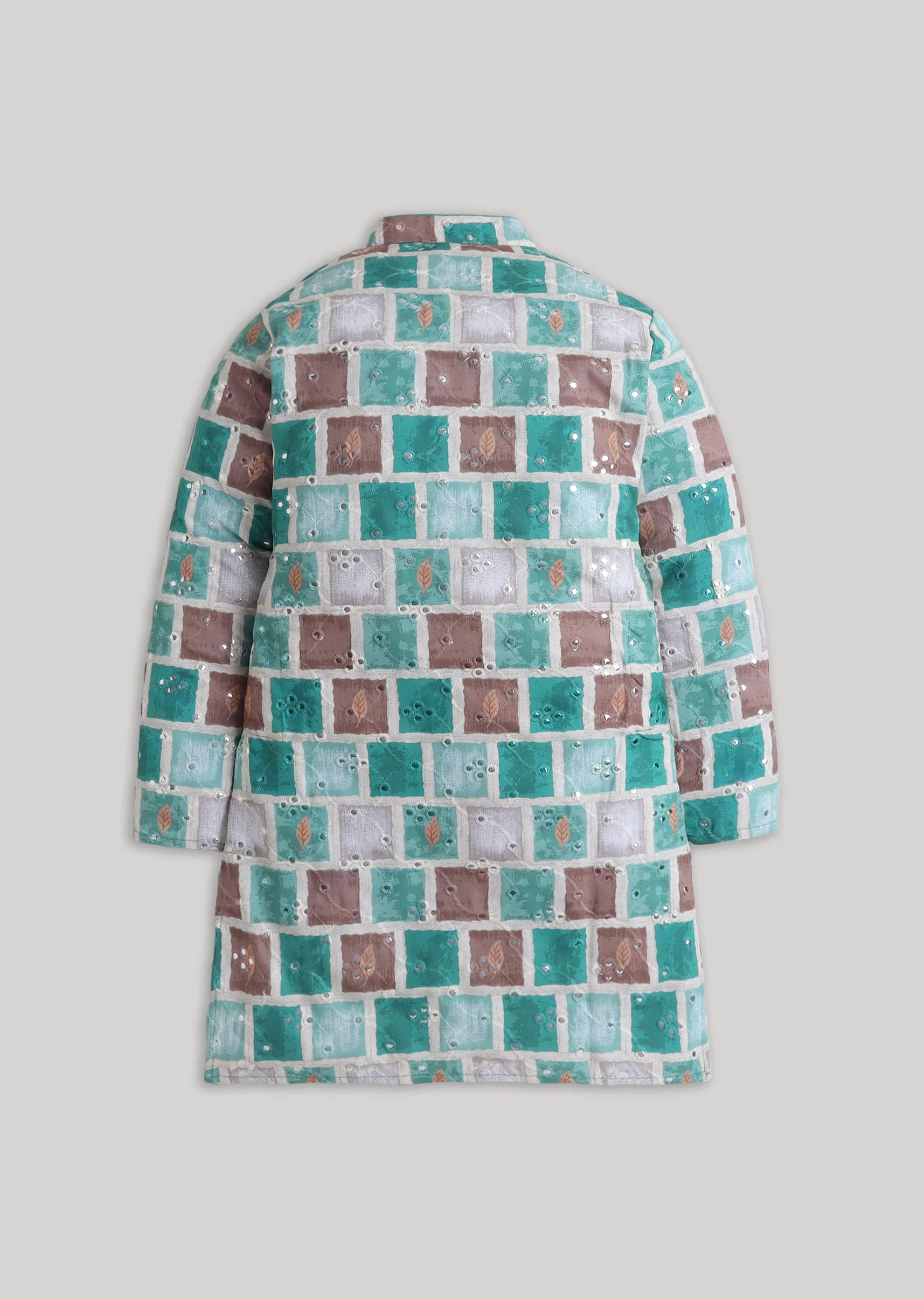 Festive Mirror Work Cotton Kurta Set For Boys - Image 3