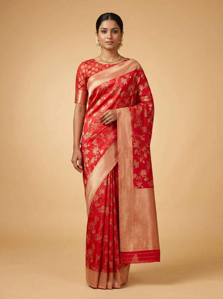 Festive Red Classic Handloom Saree