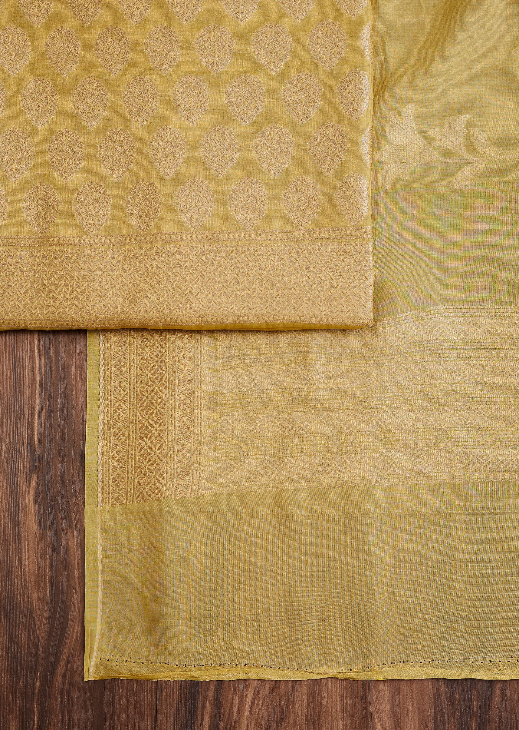 Festive Yellow Brocade Suit Set - Image 3