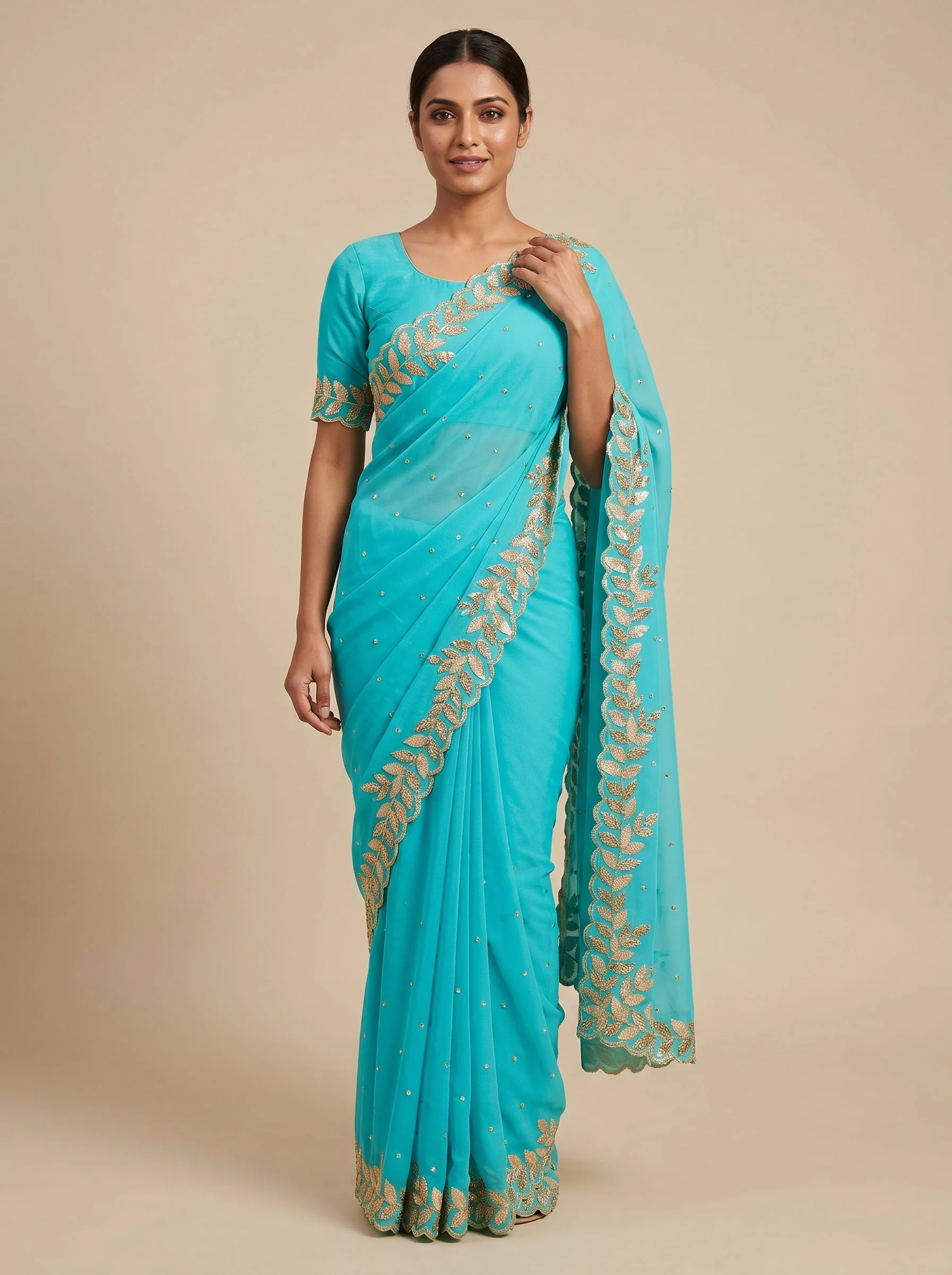 Firoza Fresh Tone Embroidered Saree
