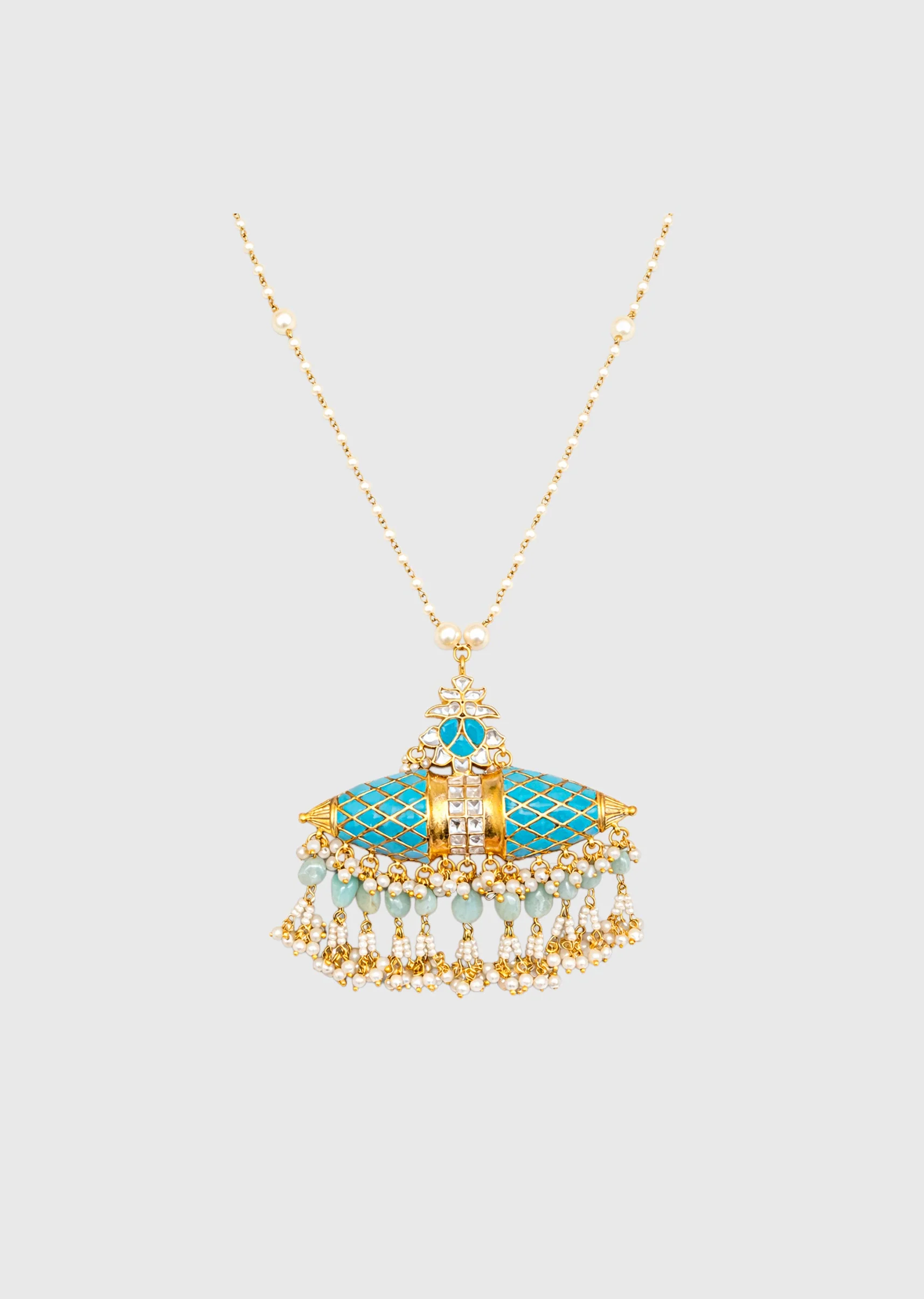 Firoza Kundan Long Necklace Set - Image 2