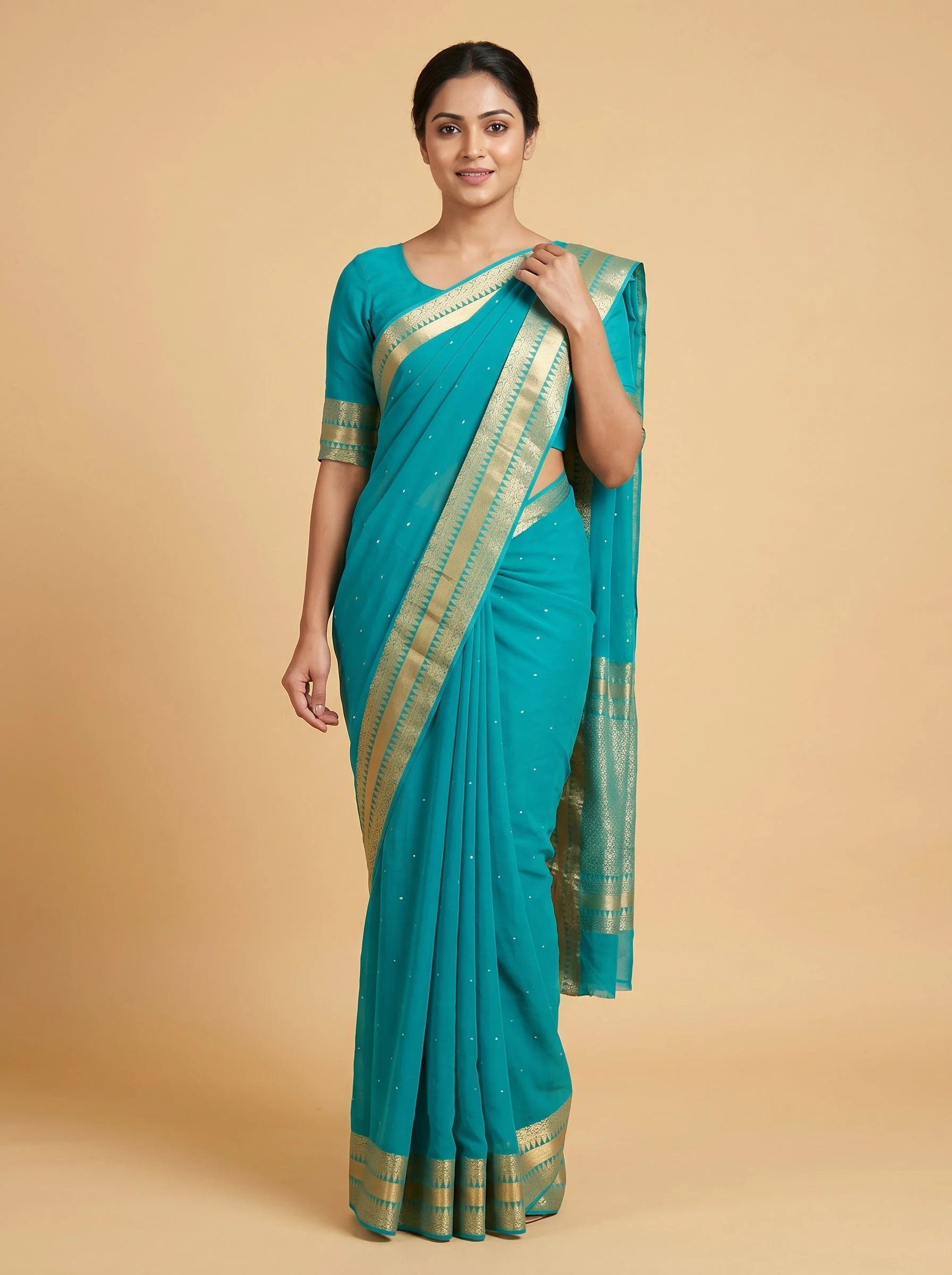 Firozi Fresh Charm Saree