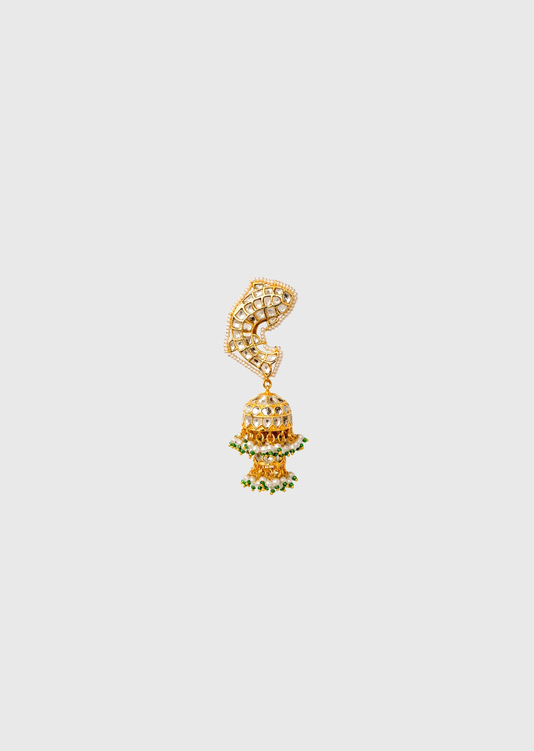 Fish Motif Kundan Jhumki Earrings - Image 3