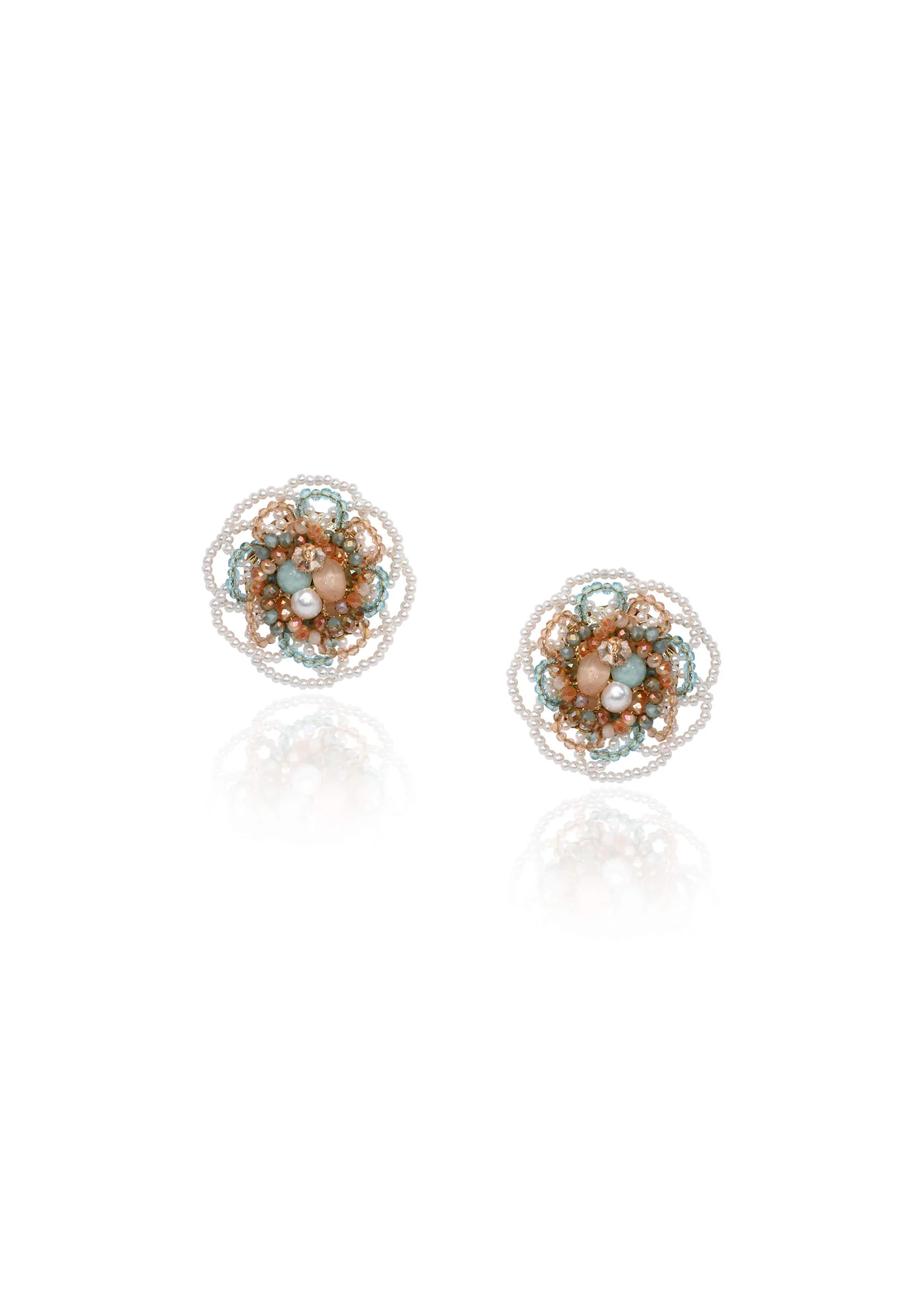 Floral Haldi Mehendi Colourful Stone Crystal Earrings - Image 2